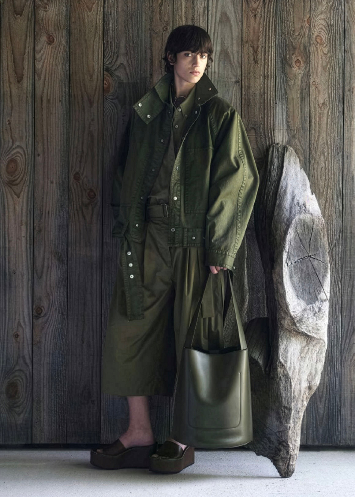 CO Garment Dye Pleated Culotte - Avocado - 8