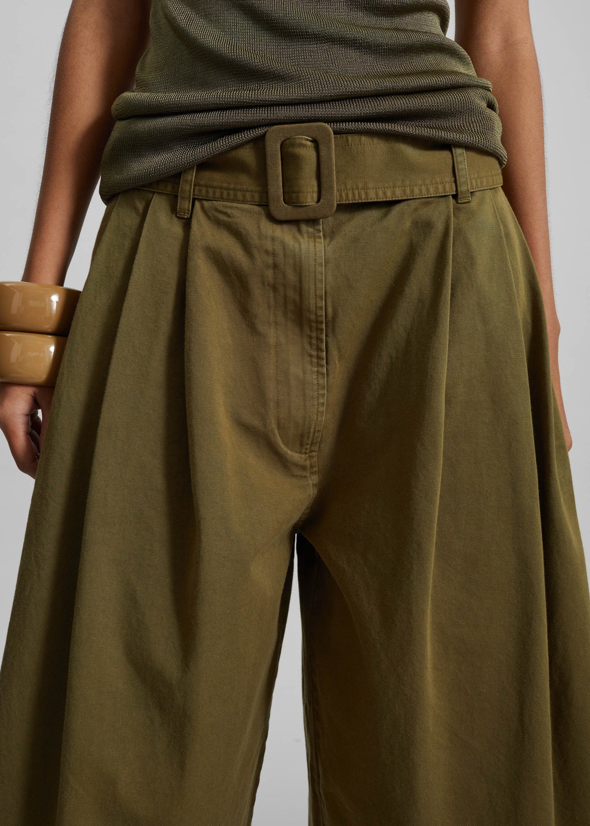 CO Garment Dye Pleated Culotte - Avocado - 6