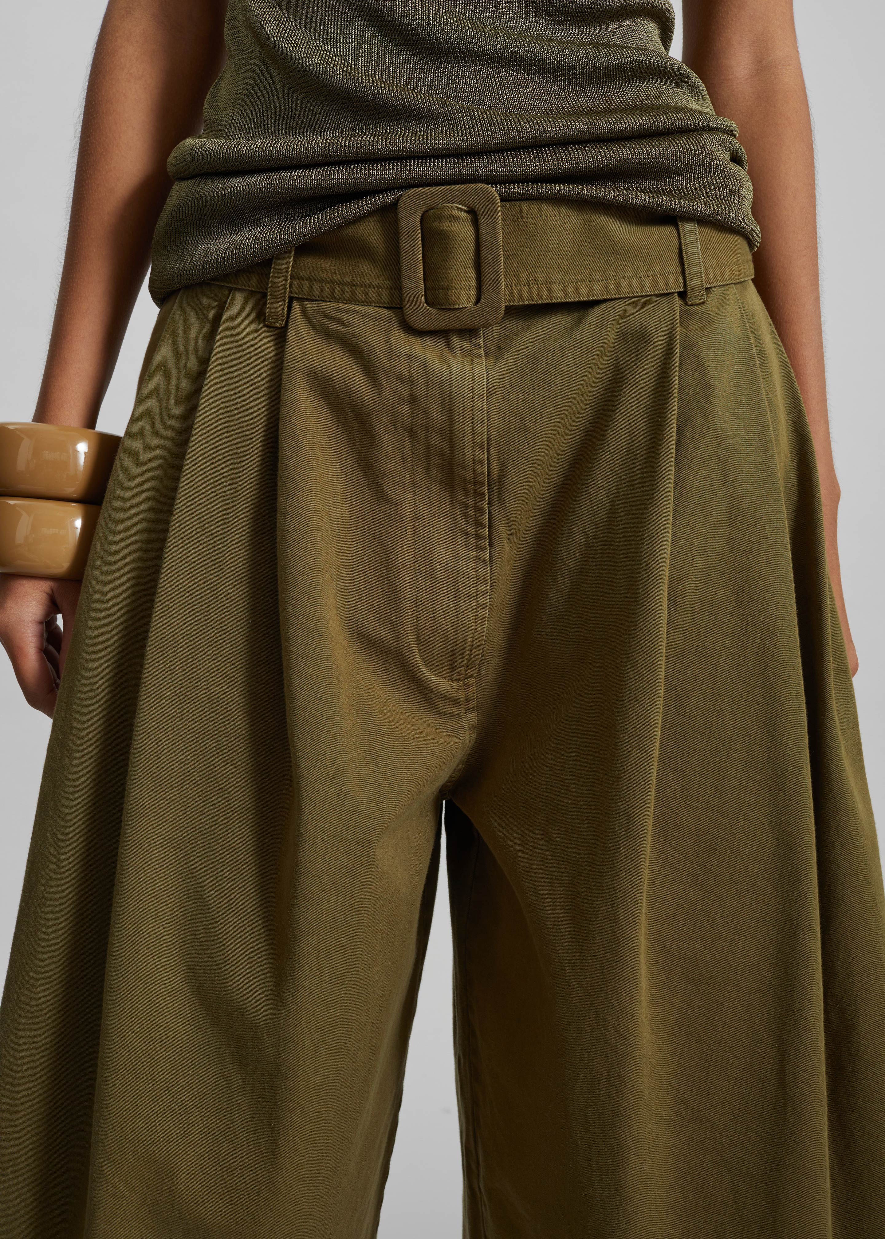 CO Garment Dye Pleated Culotte - Avocado - 6