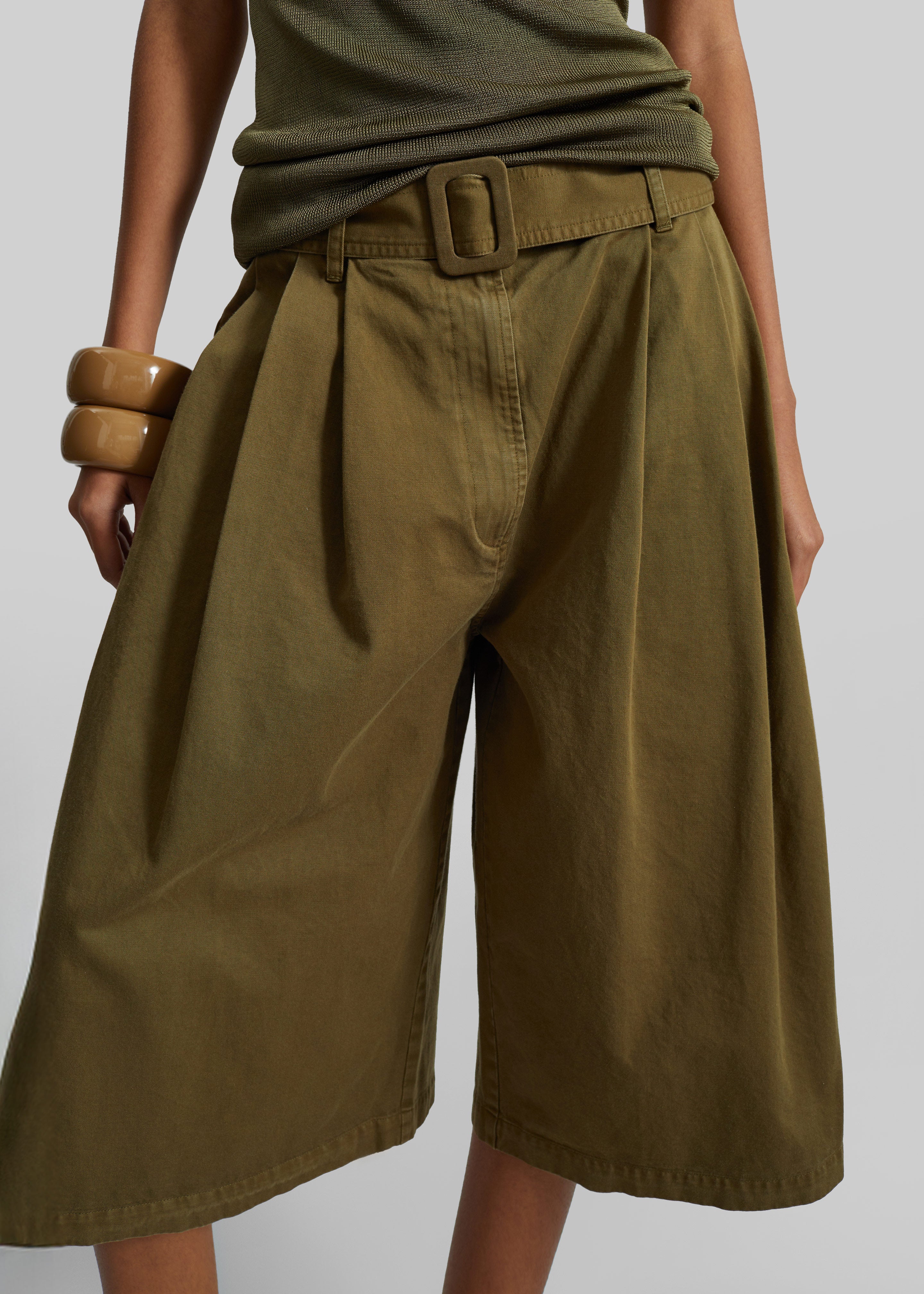 CO Garment Dye Pleated Culotte - Avocado - 7