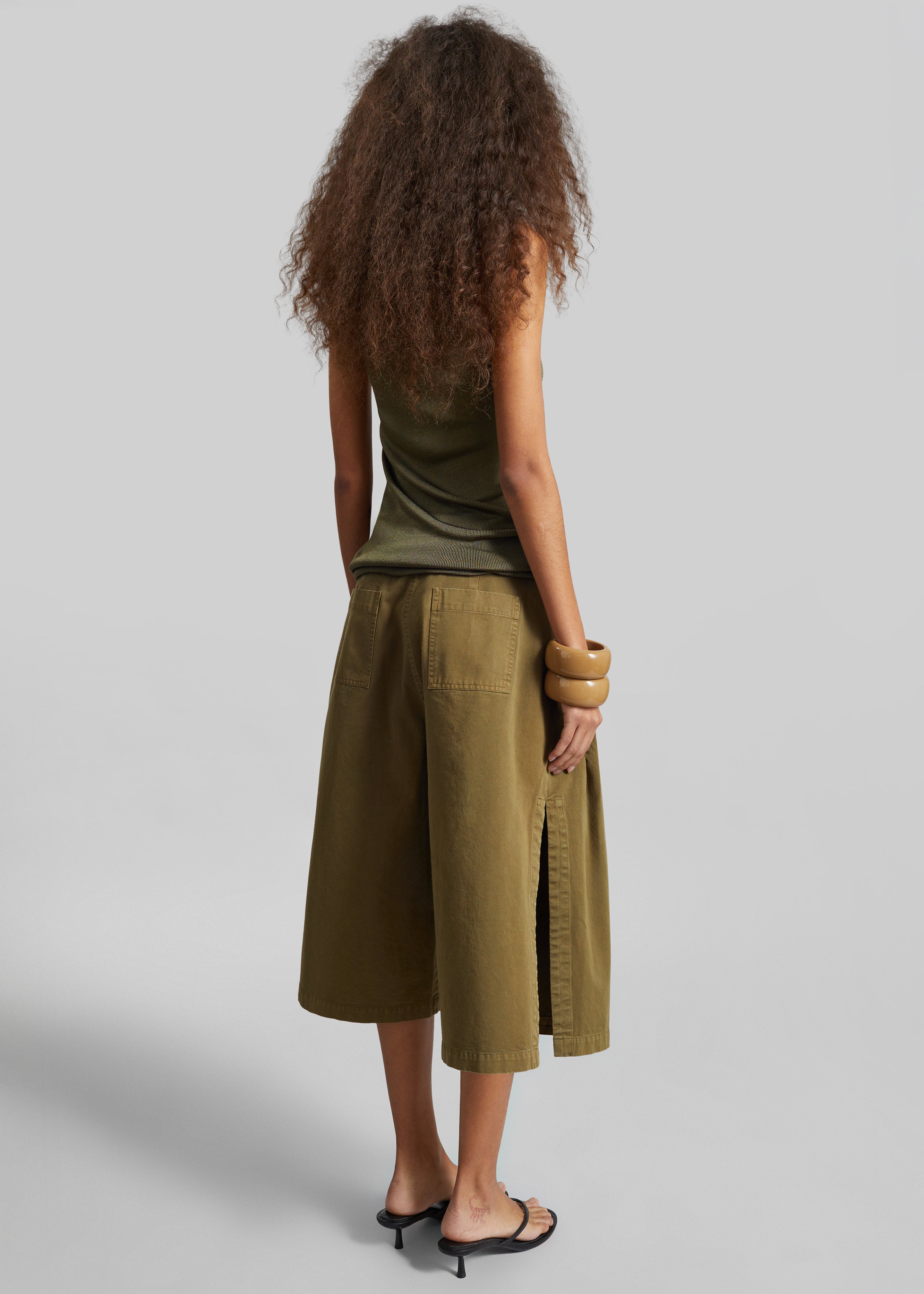 CO Garment Dye Pleated Culotte - Avocado - 9