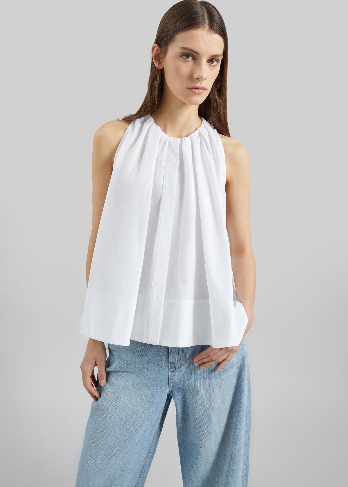 CO Gathered Tunic Shirt - White - 1