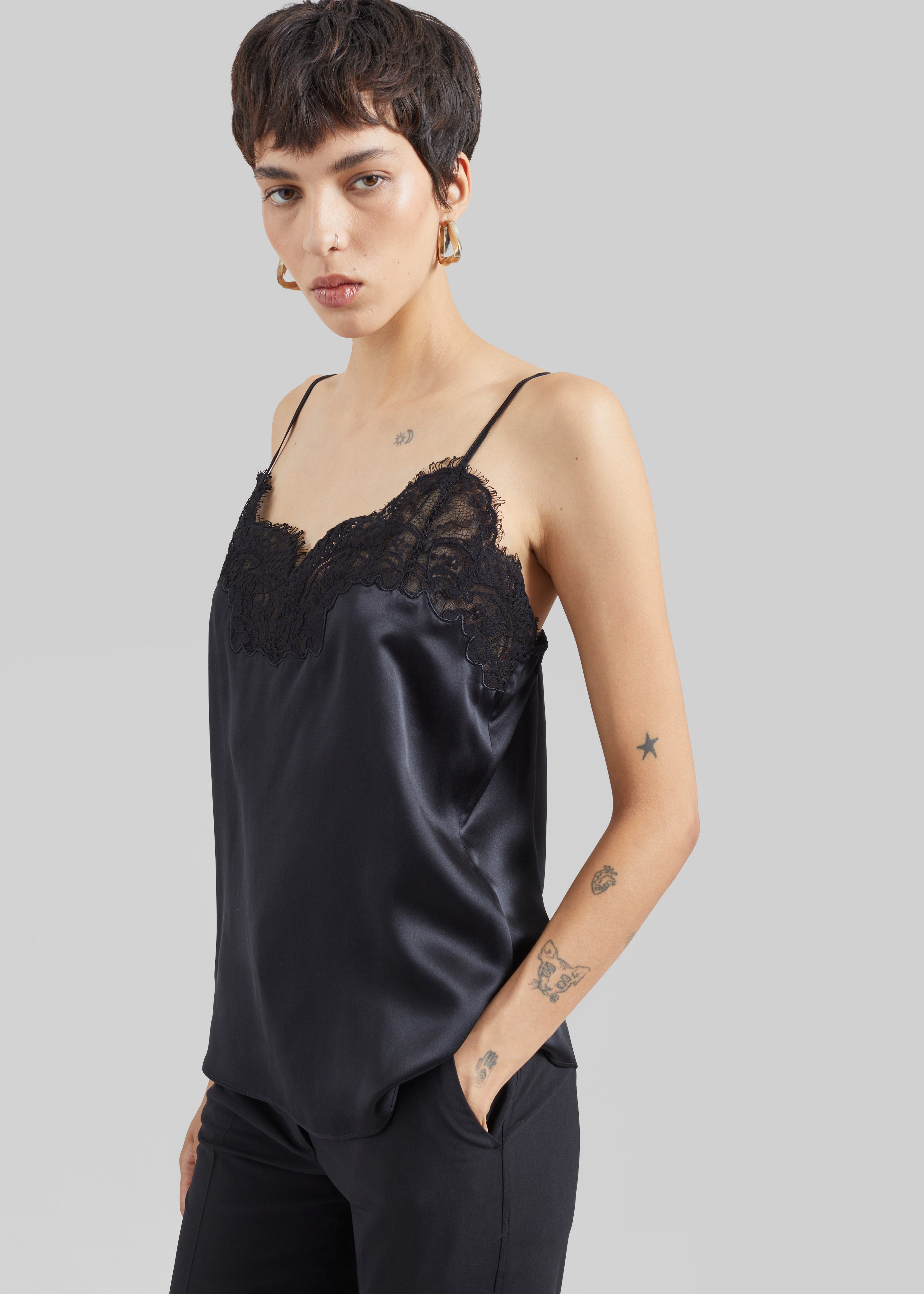 CO Lace Silk Camisole - Black – The Frankie Shop
