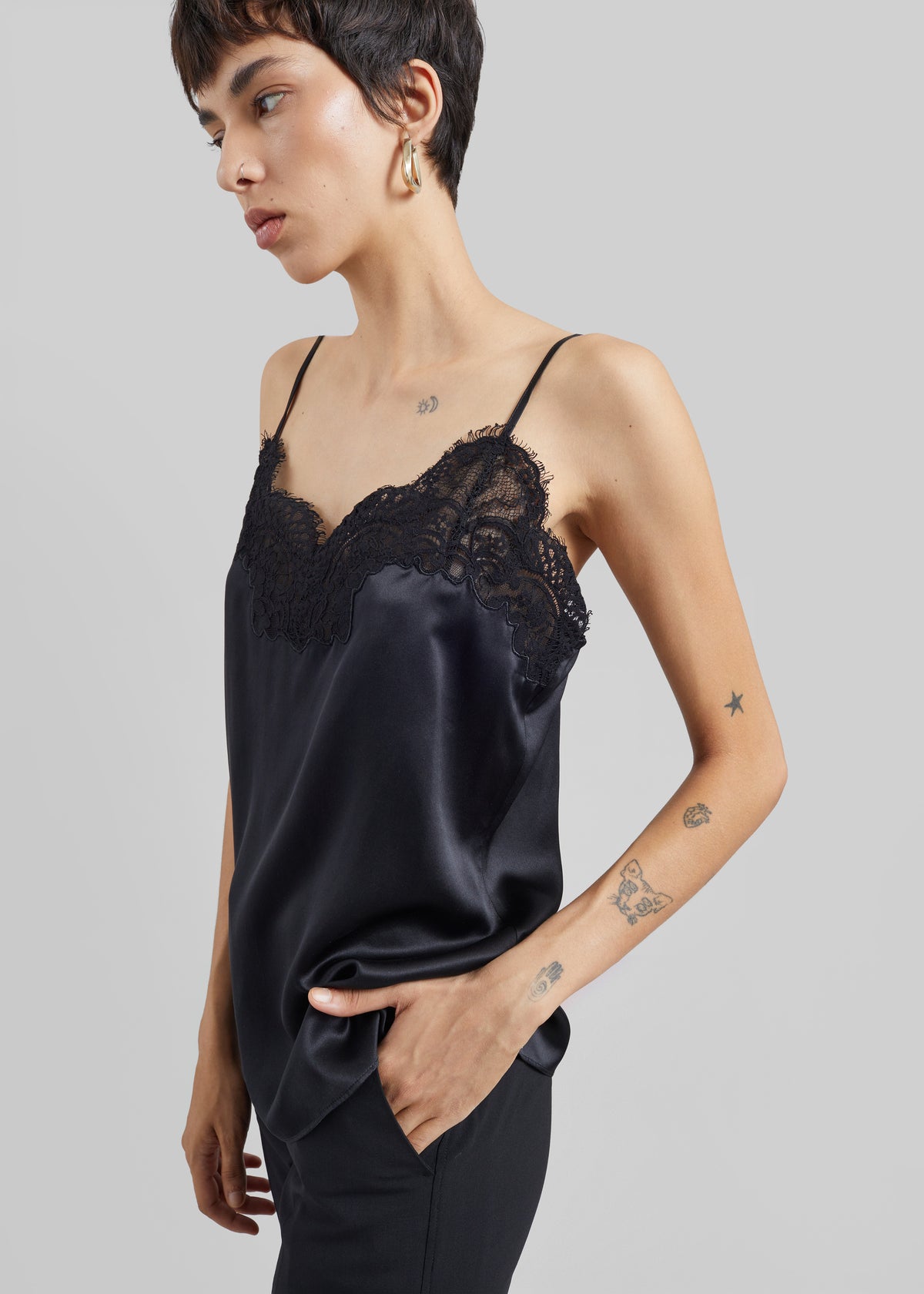 CO Lace Silk Camisole - Black - 1