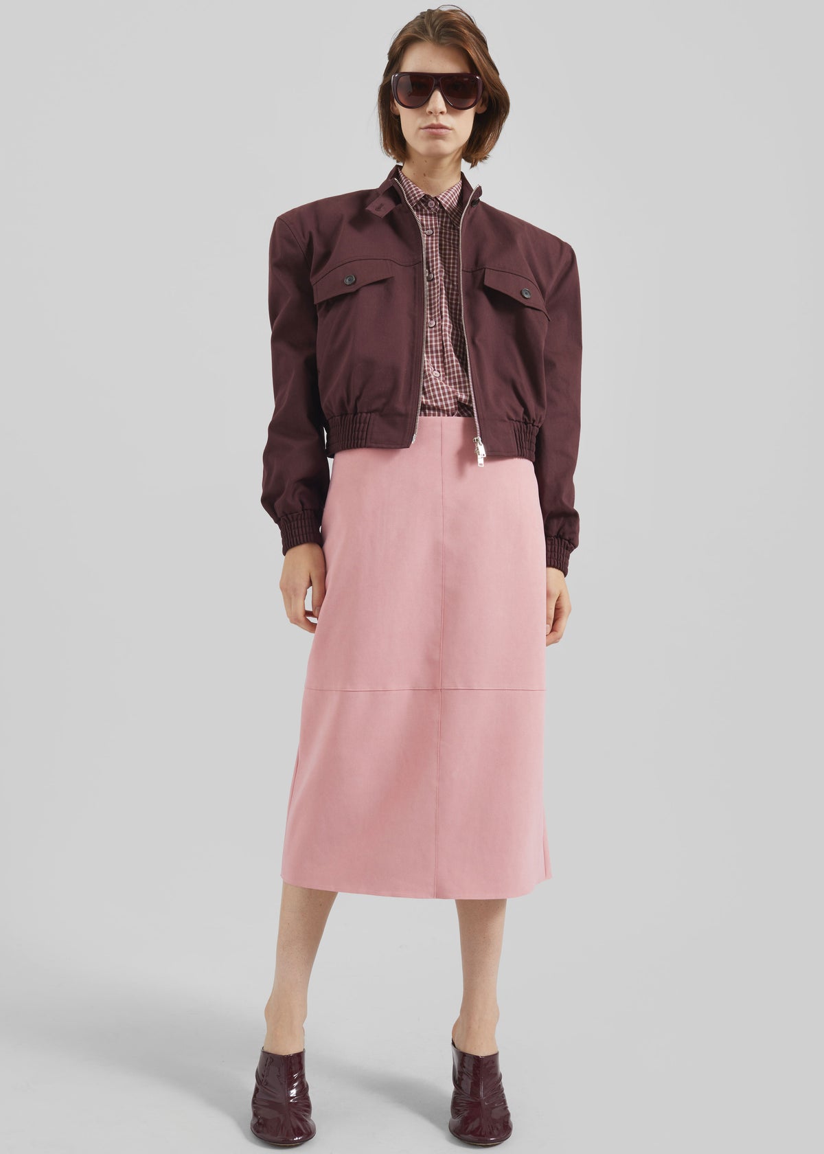 Cobain Padded Cropped Bomber - Burgundy - 6