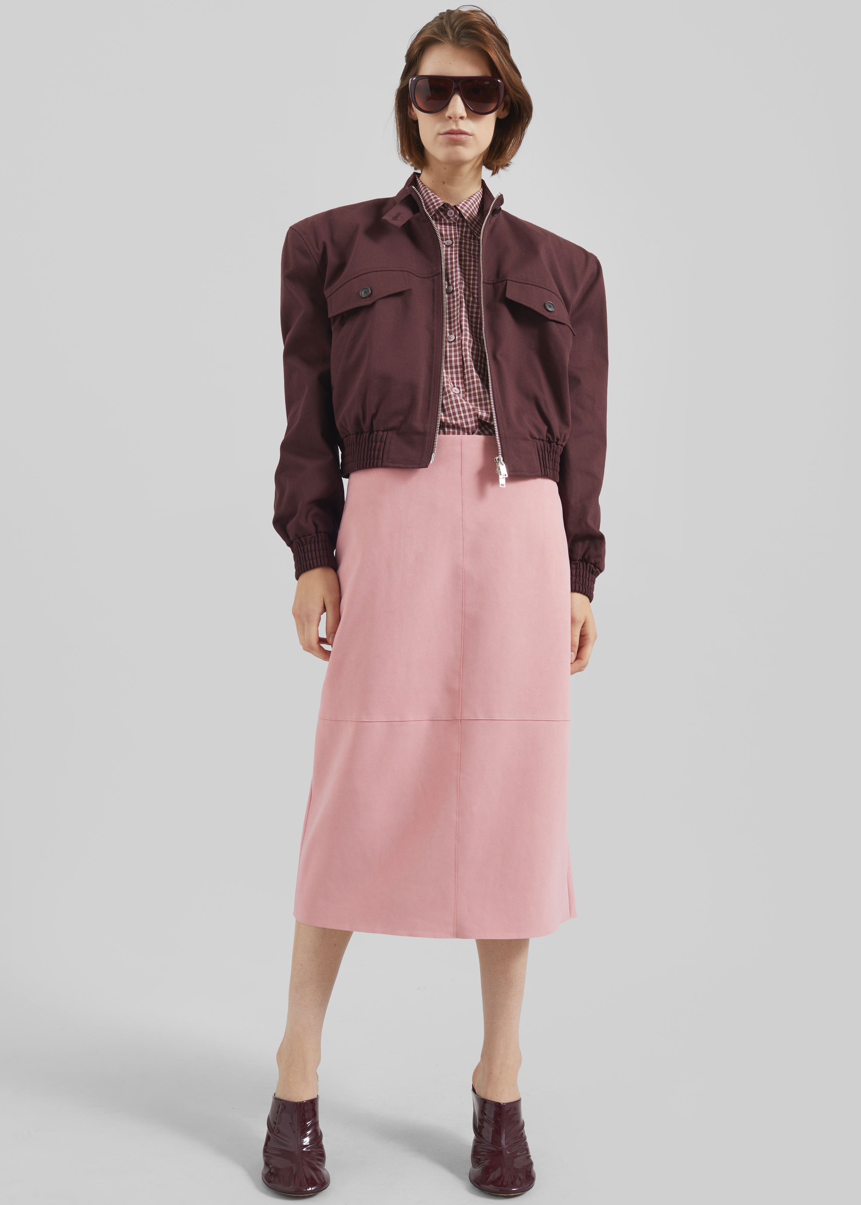 Cobain Padded Cropped Bomber - Burgundy - 6