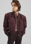 Cobain Padded Cropped Bomber - Burgundy