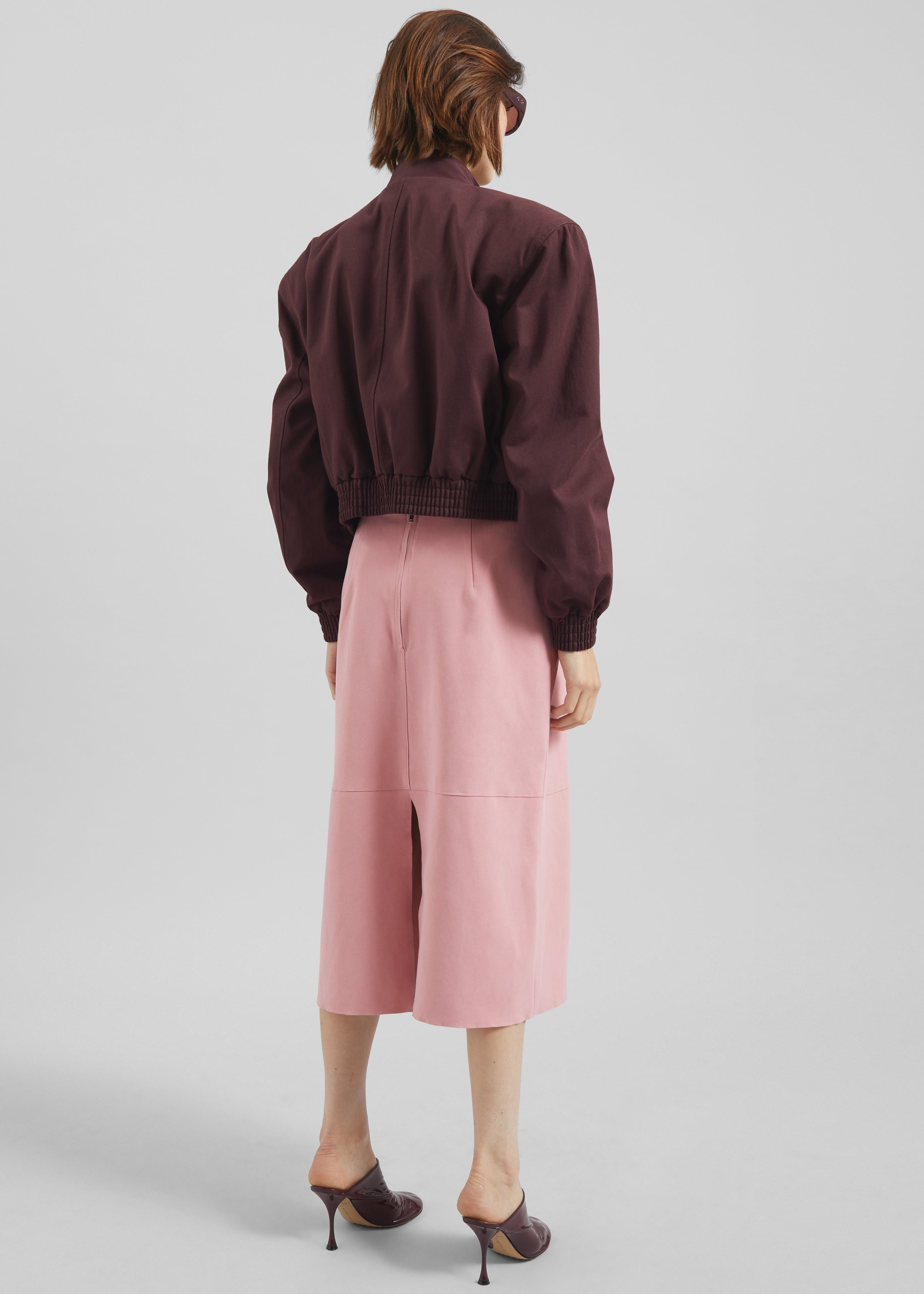 Cobain Padded Cropped Bomber - Burgundy - 8