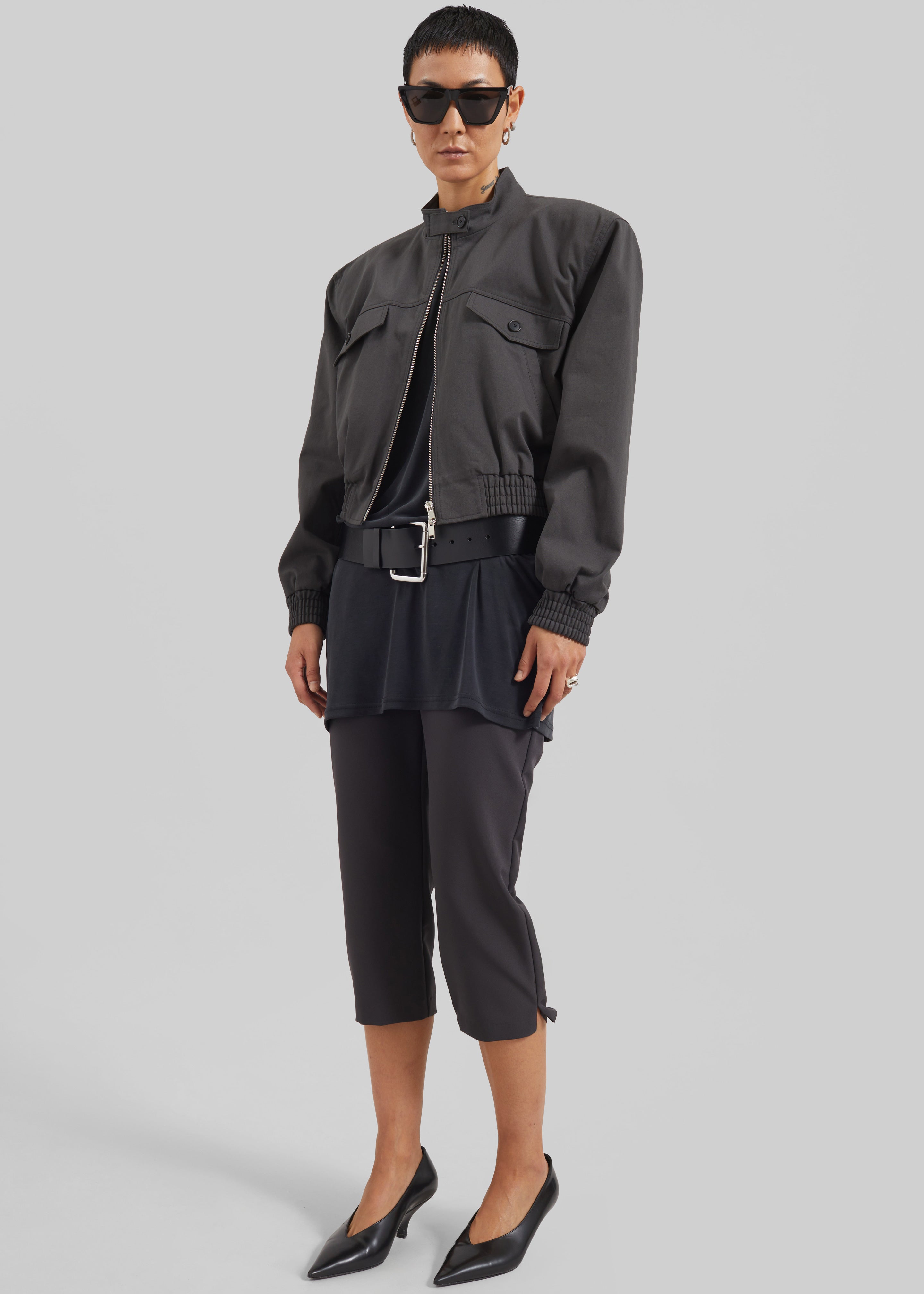 Cobain Padded Cropped Bomber - Charcoal - 6