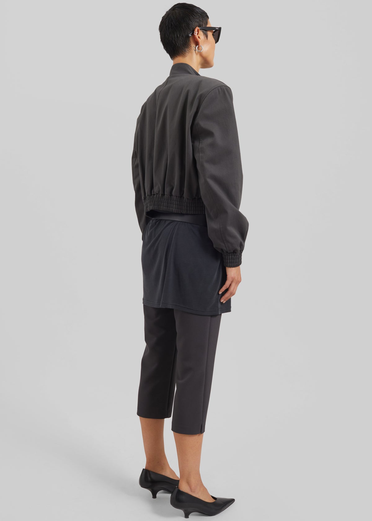 Cobain Padded Cropped Bomber - Charcoal - 9