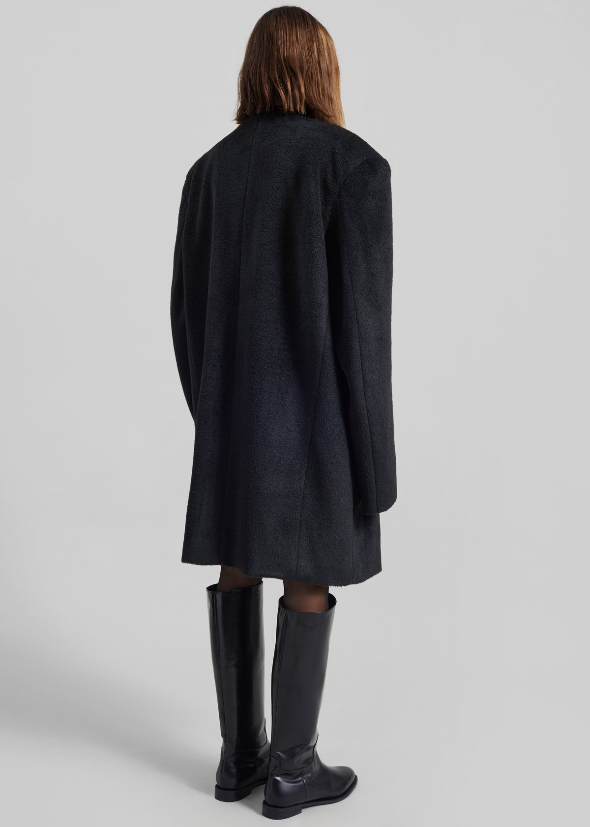 Coblence Textured Wool-Blend Coat - Black - 6