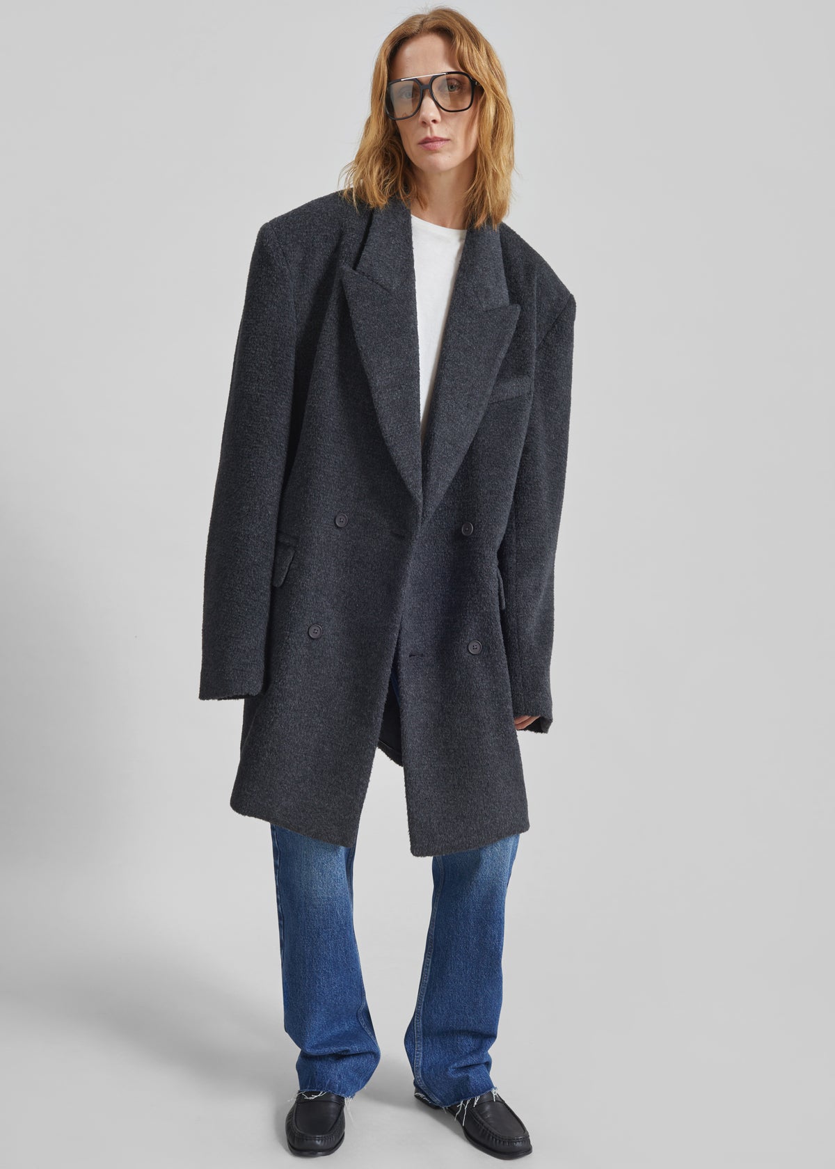 Coblence Textured Wool-Blend Coat - Dark Grey - 1