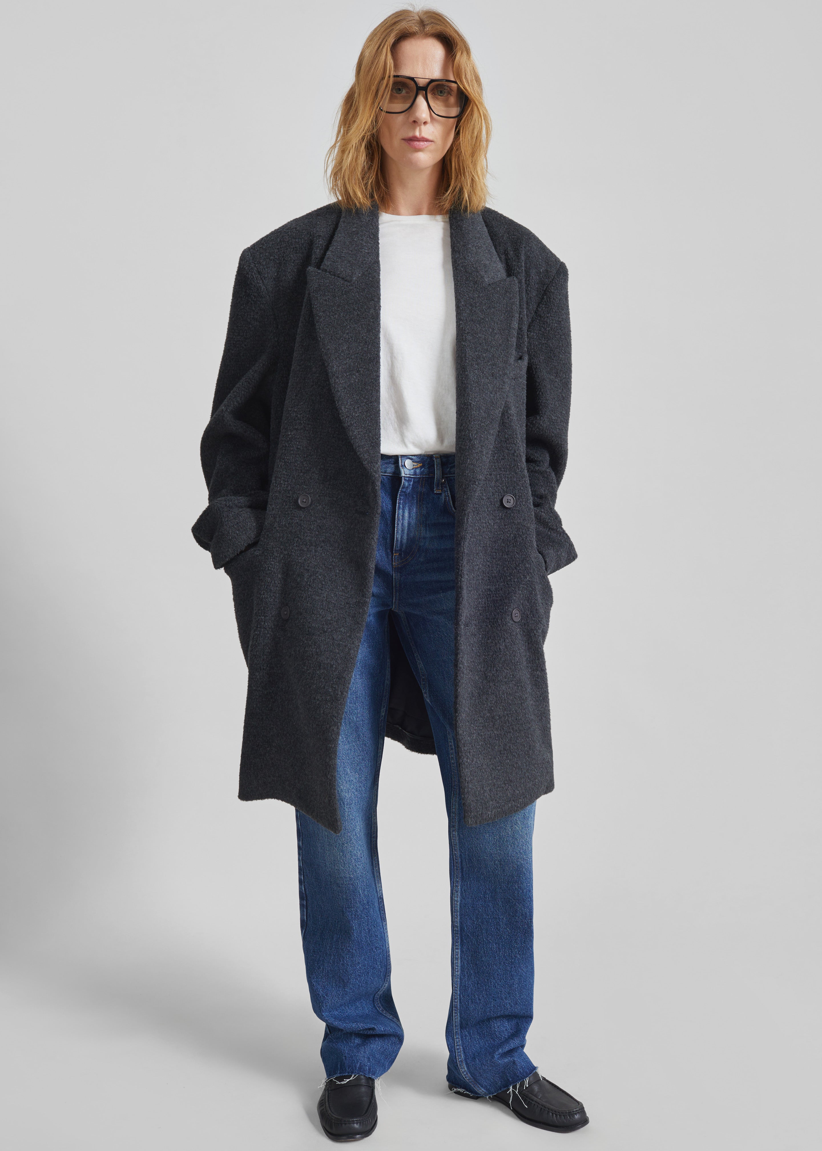 Coblence Textured Wool-Blend Coat - Dark Grey – The Frankie Shop