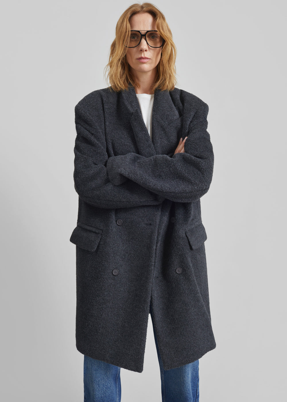 Coblence Textured Wool-Blend Coat - Dark Grey - 1