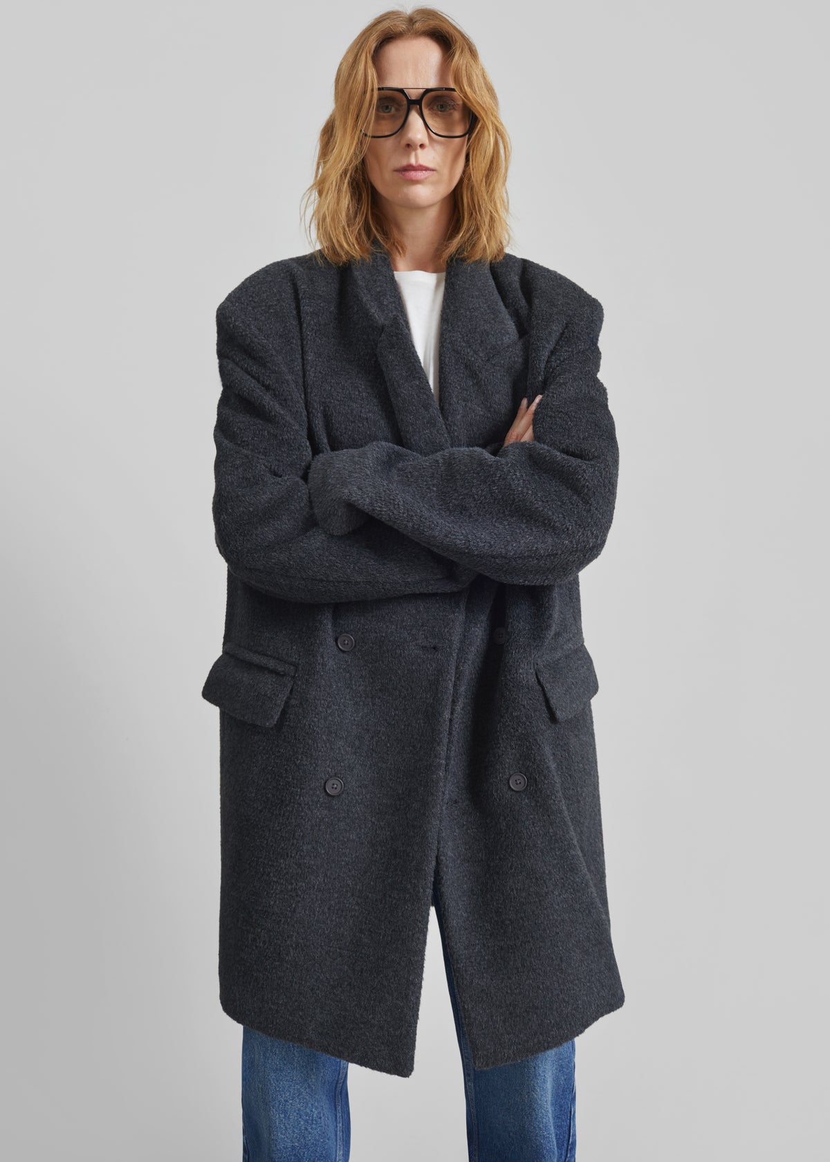 Coblence Textured Wool-Blend Coat - Dark Grey - 2