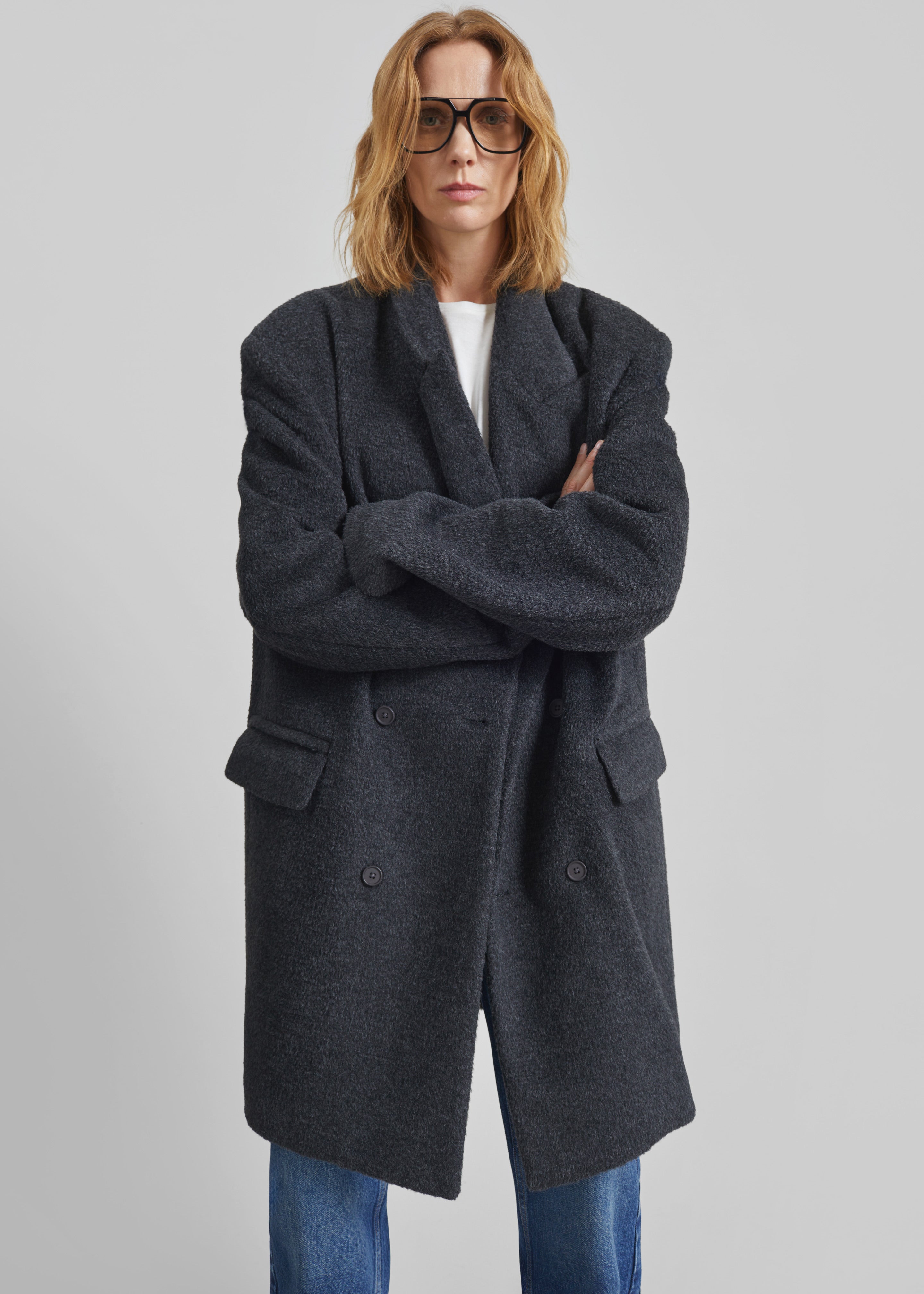 Coblence Textured Wool-Blend Coat - Dark Grey - 2