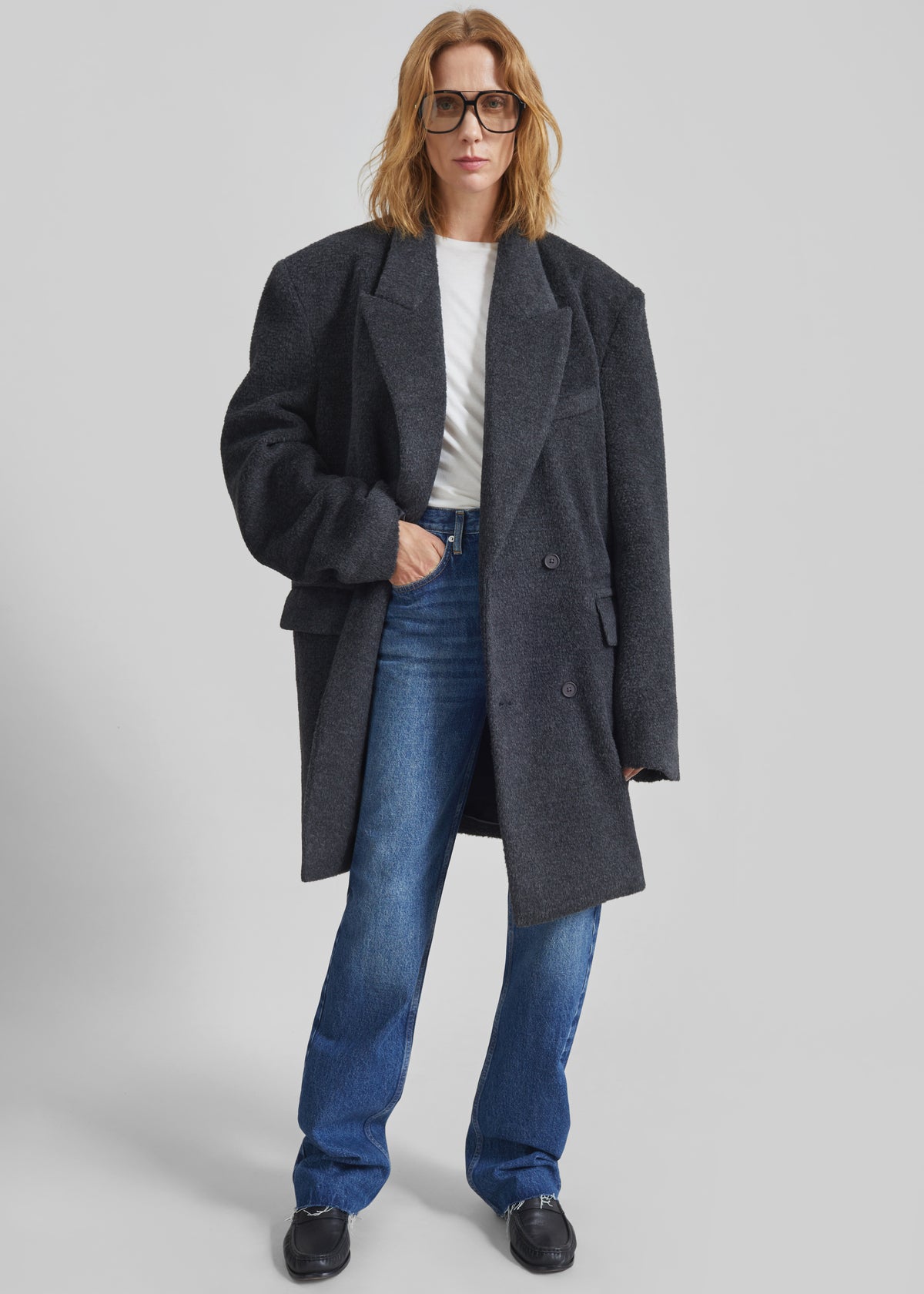 Coblence Textured Wool-Blend Coat - Dark Grey - 3