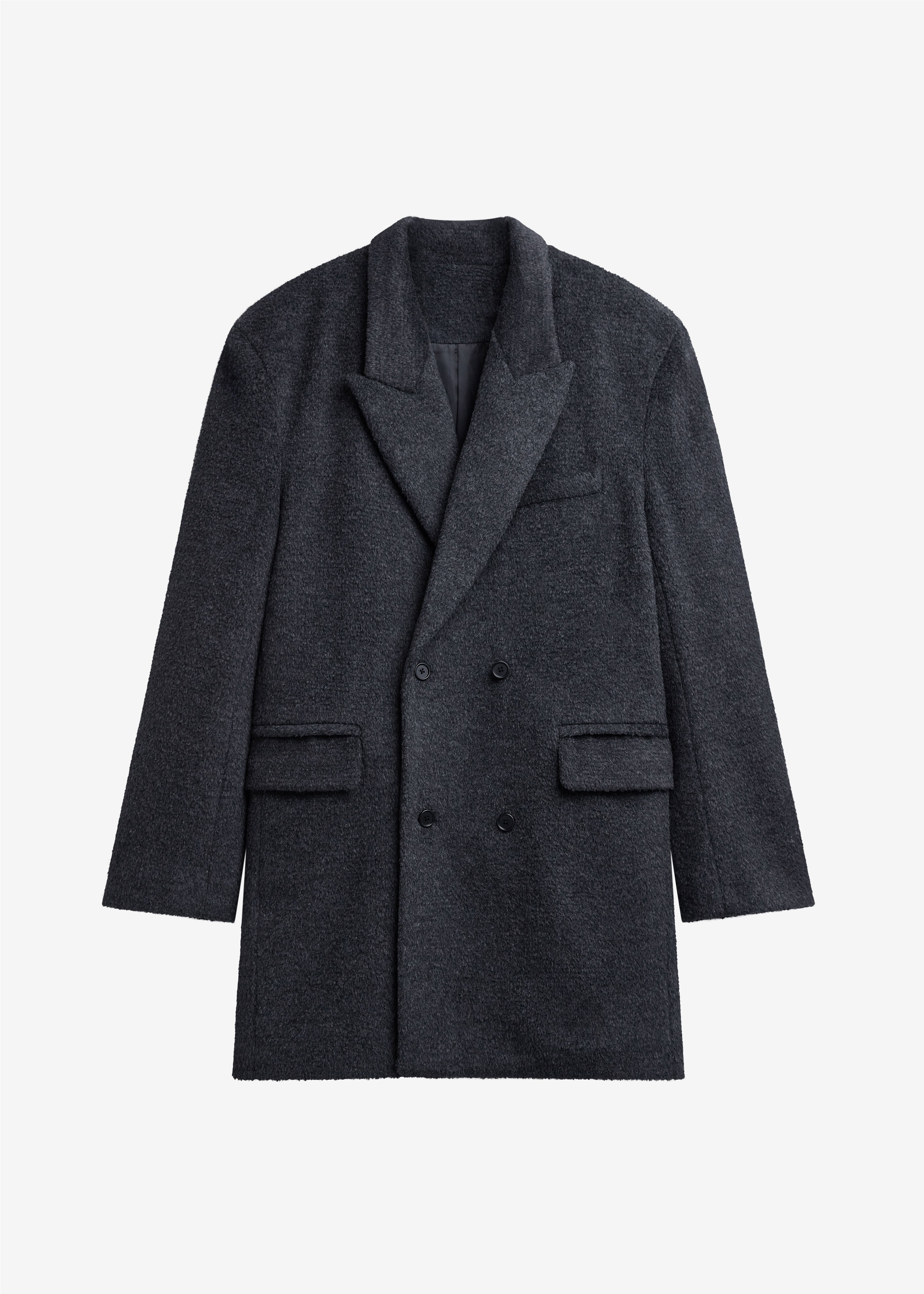 Coblence Textured Wool-Blend Coat - Dark Grey - 6