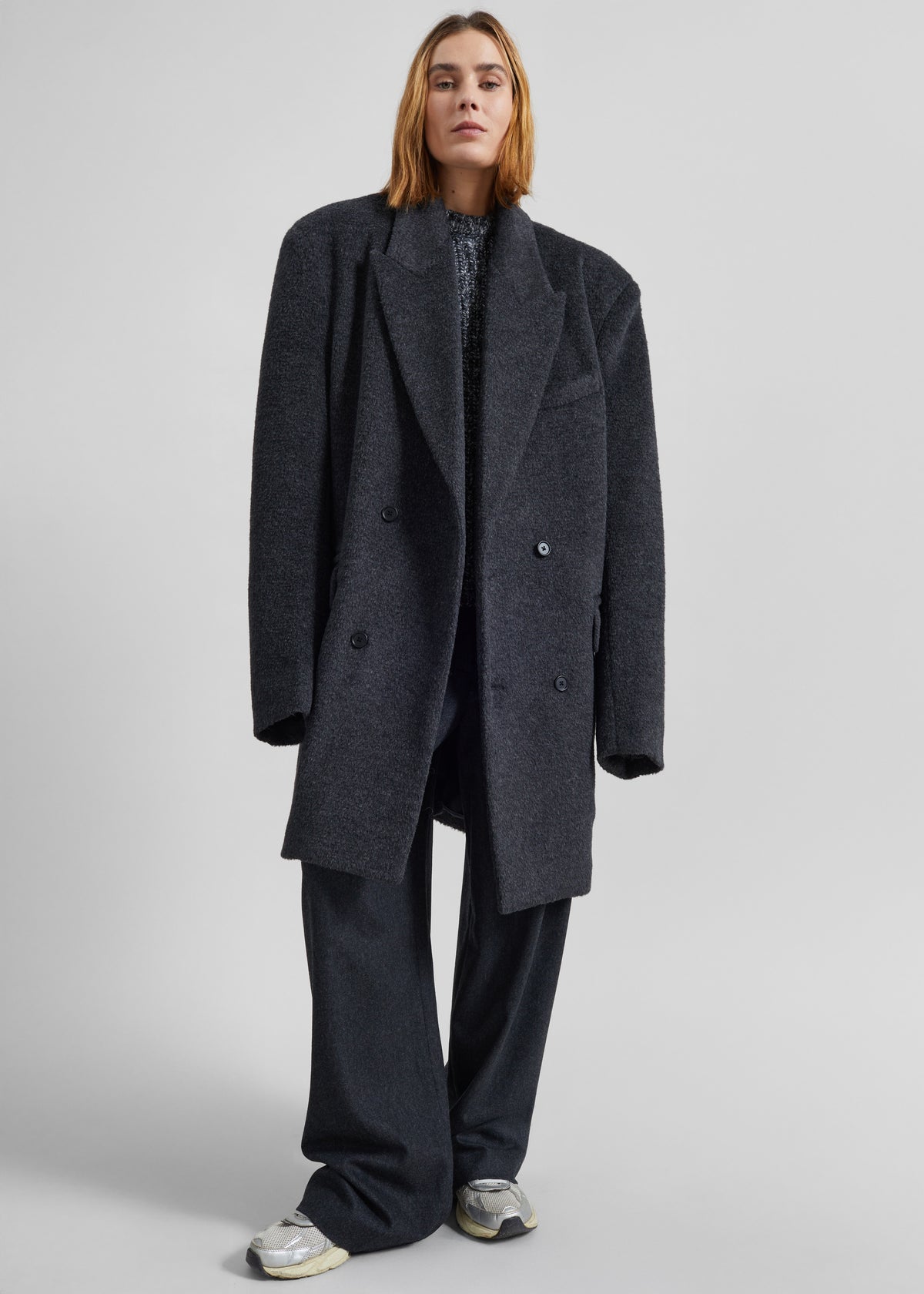 Coblence Textured Wool-Blend Coat - Dark Grey - 4