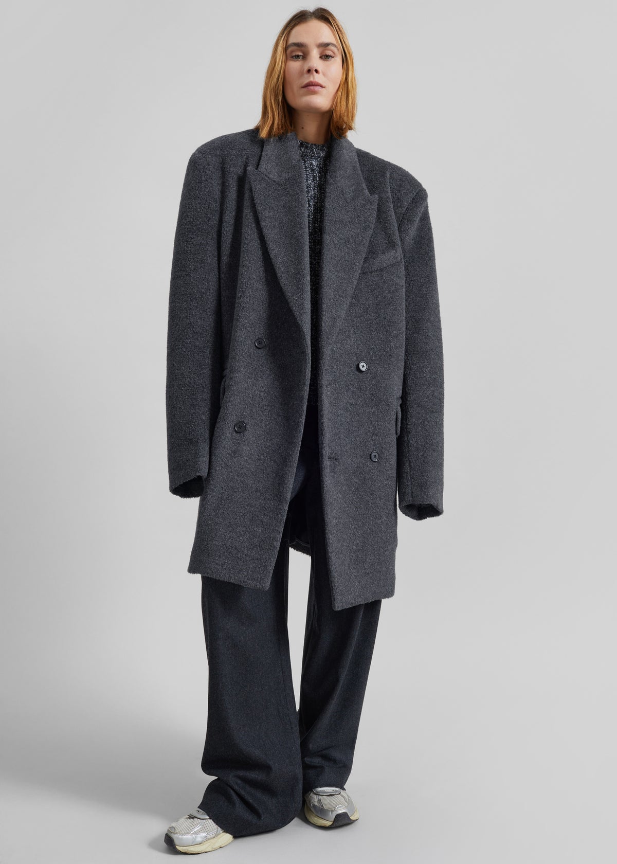 Coblence Textured Wool-Blend Coat - Dark Grey - 5