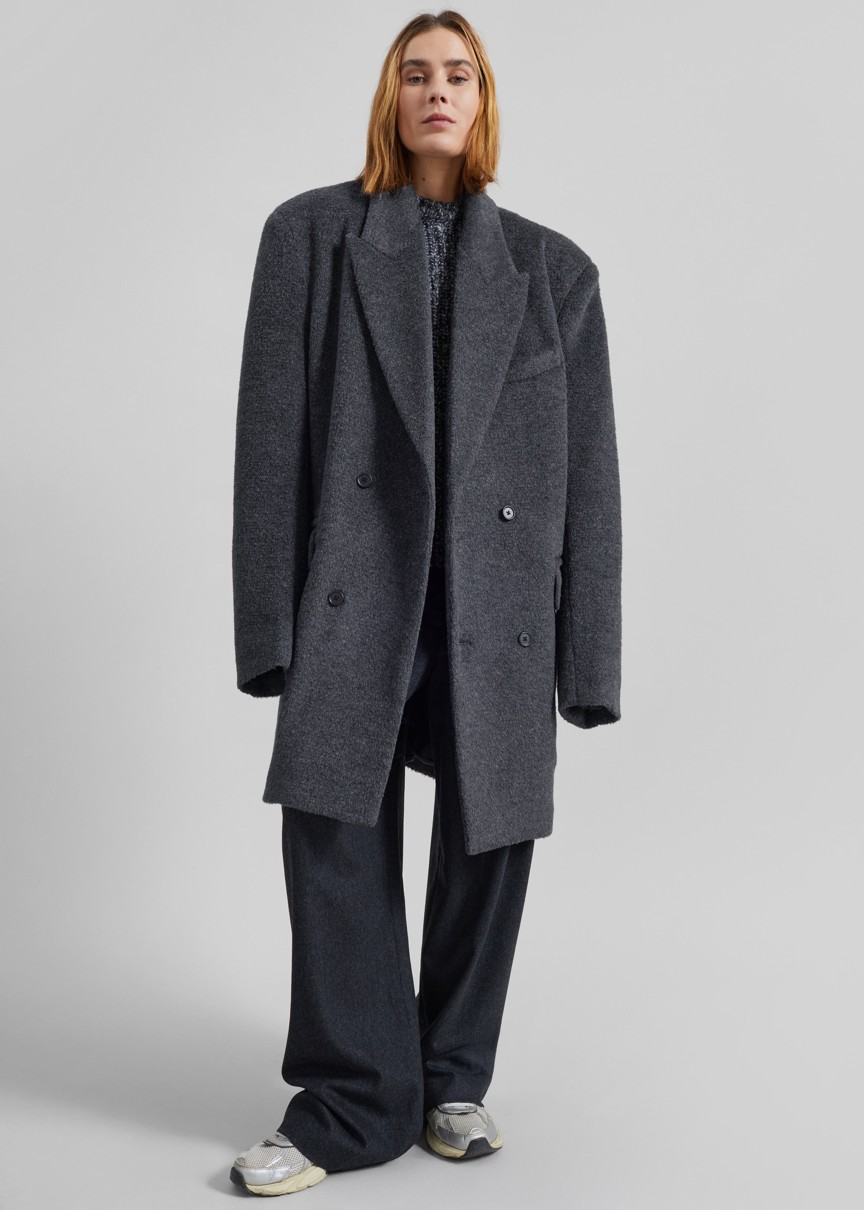 Coblence Textured Wool-Blend Coat - Dark Grey - 5