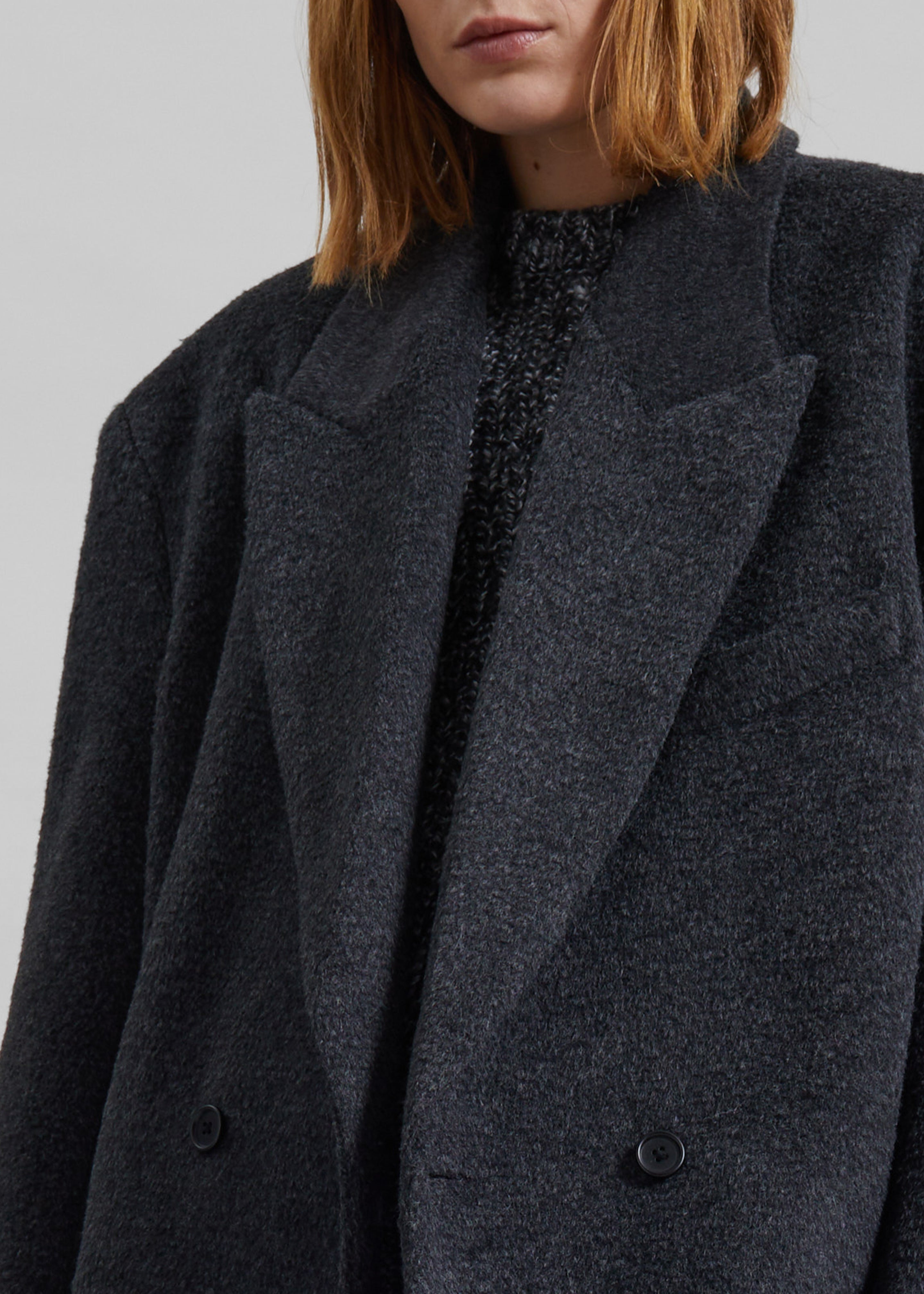 Coblence Textured Wool-Blend Coat - Dark Grey - 3