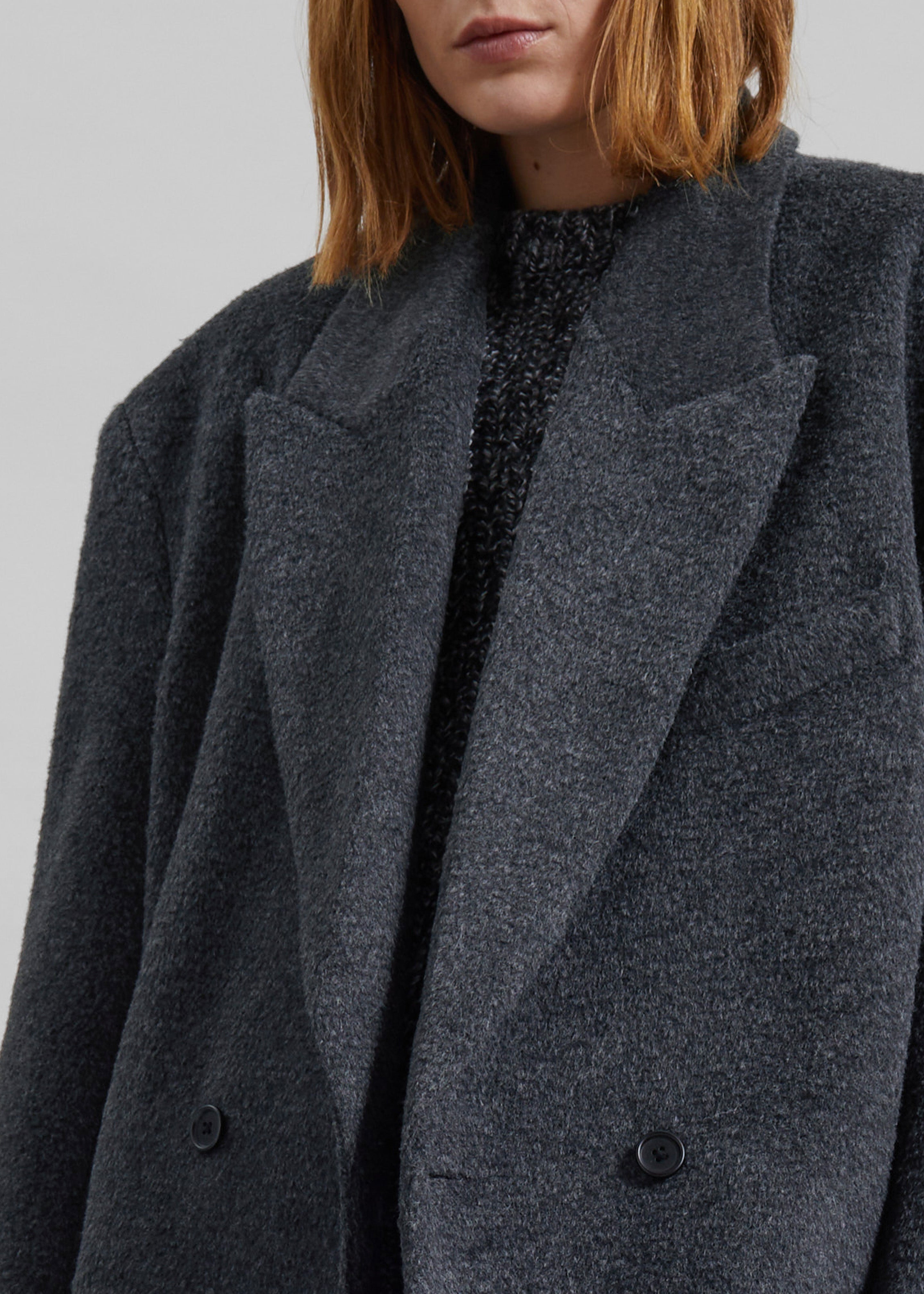 Coblence Textured Wool-Blend Coat - Dark Grey - 4