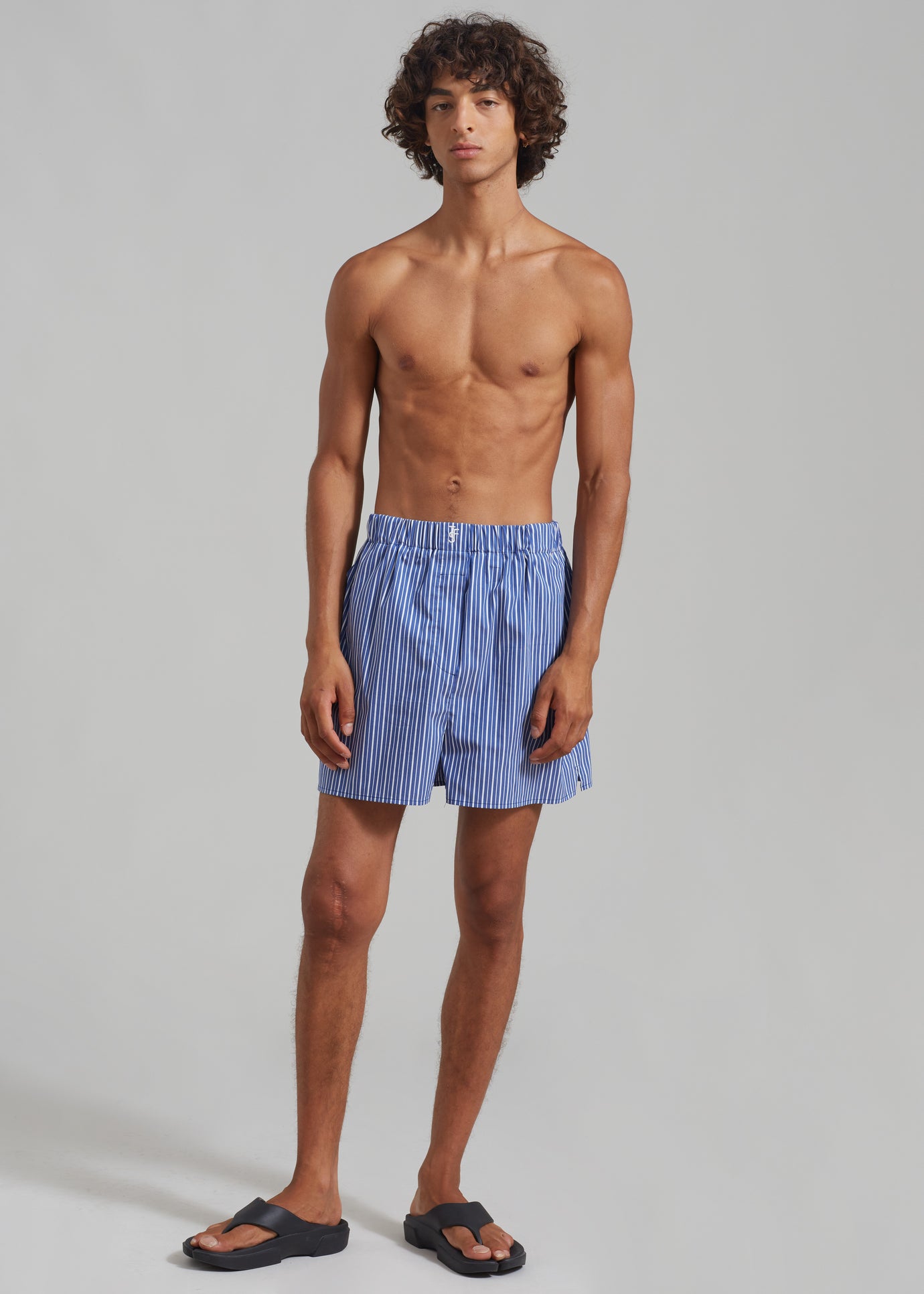 Cole Cotton Boxer Shorts - Blue Multi Stripe - 1