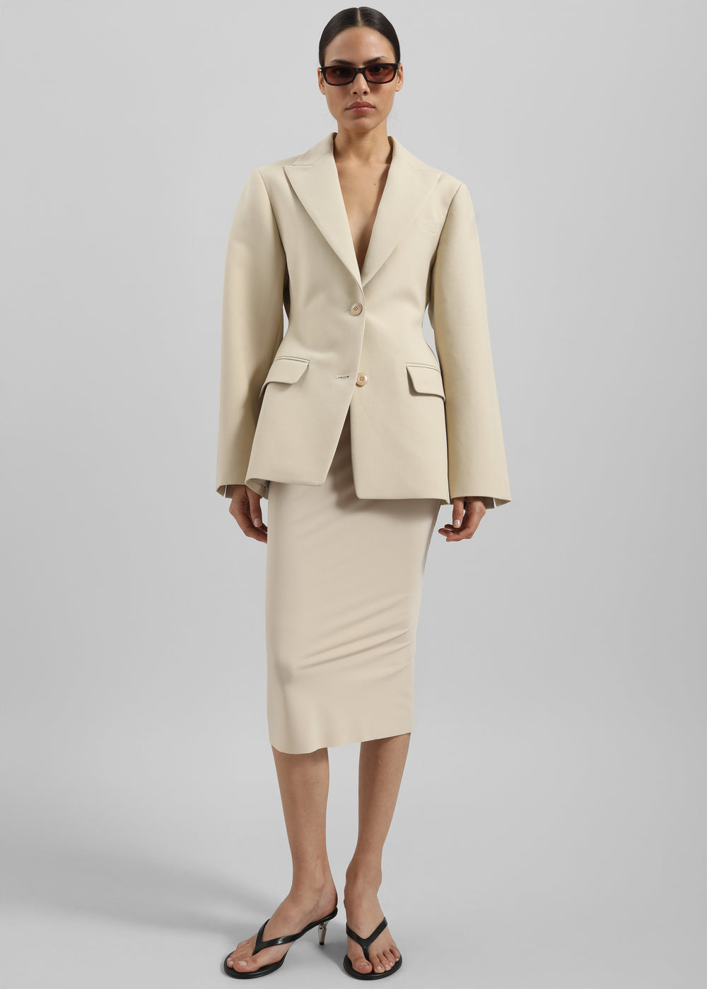 Colette Hourglass Blazer - Beige - 1