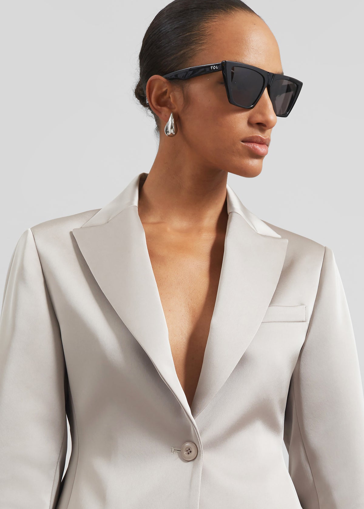 Colette Hourglass Satin Blazer - Light Taupe - 3