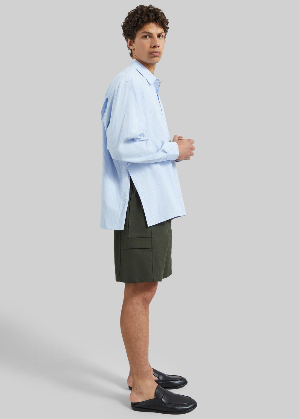 Colhame Adjustable Hem Shirt - Blue/White Stripe - 1