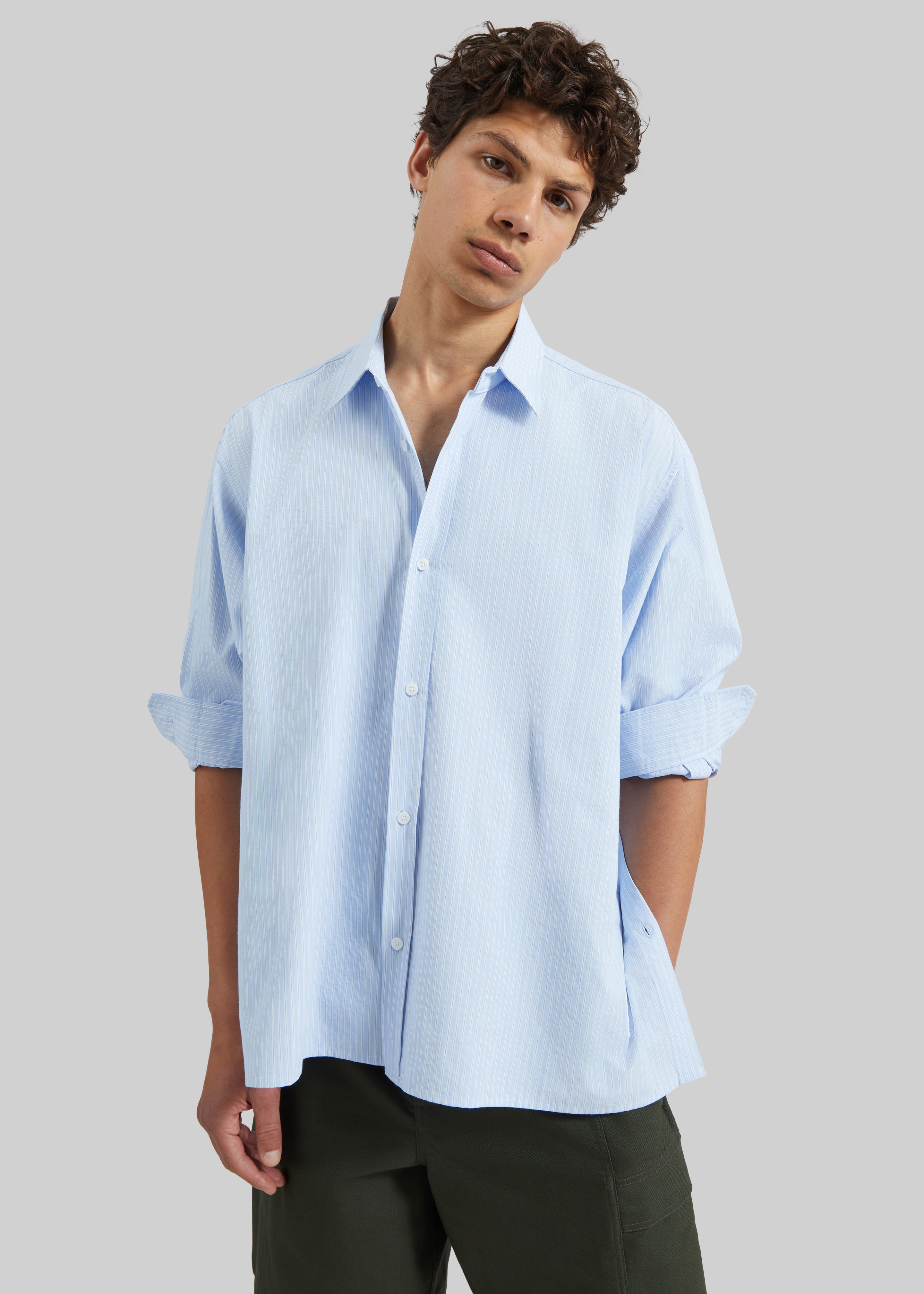 Colhame Adjustable Hem Shirt - Blue/White Stripe - 6