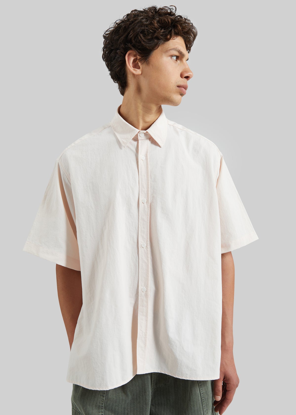 Colhame Adjustable Hem Short Sleeve Shirt - Light Pink - 4