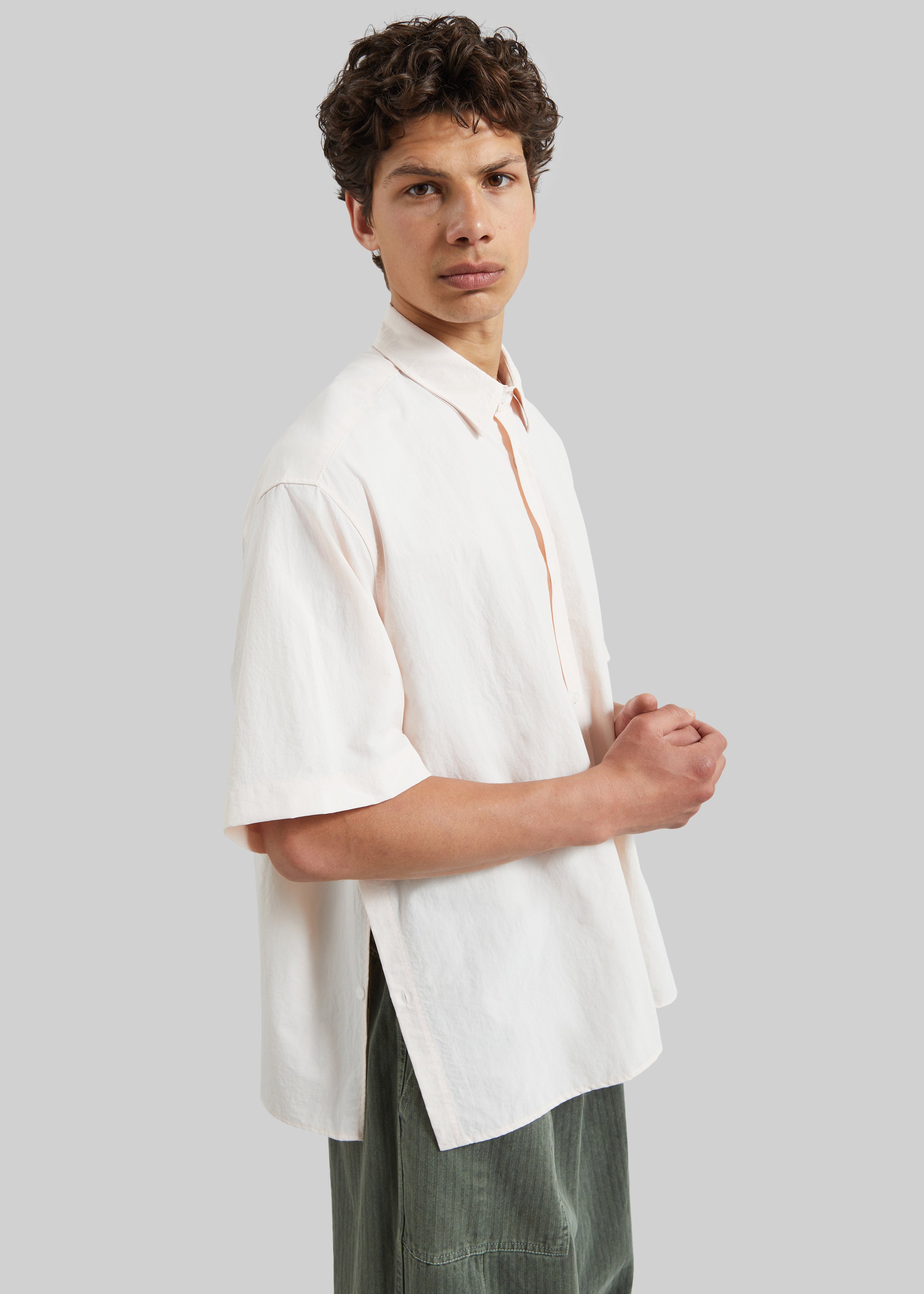 Colhame Adjustable Hem Short Sleeve Shirt - Light Pink - 1