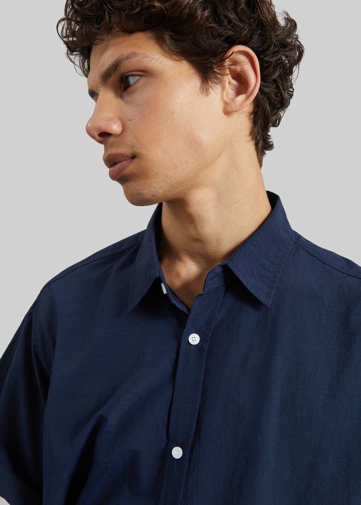 Colhame Adjustable Hem Short Sleeve Shirt - Navy - 3