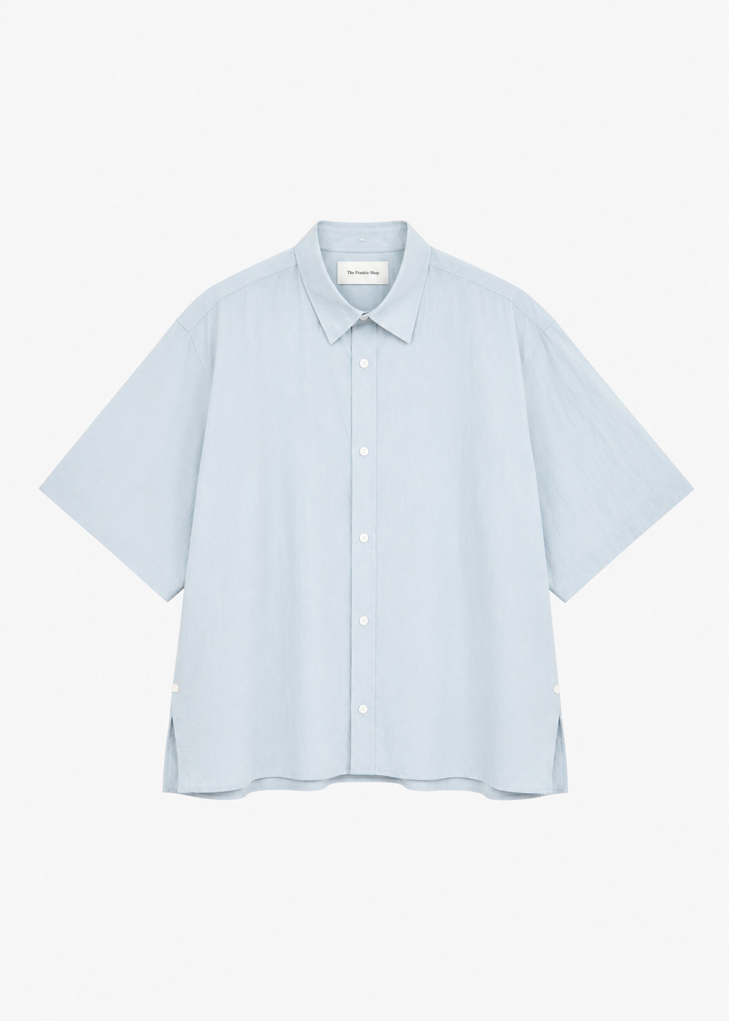 Colhame Adjustable Hem Short Sleeve Shirt - Powder Blue - 8