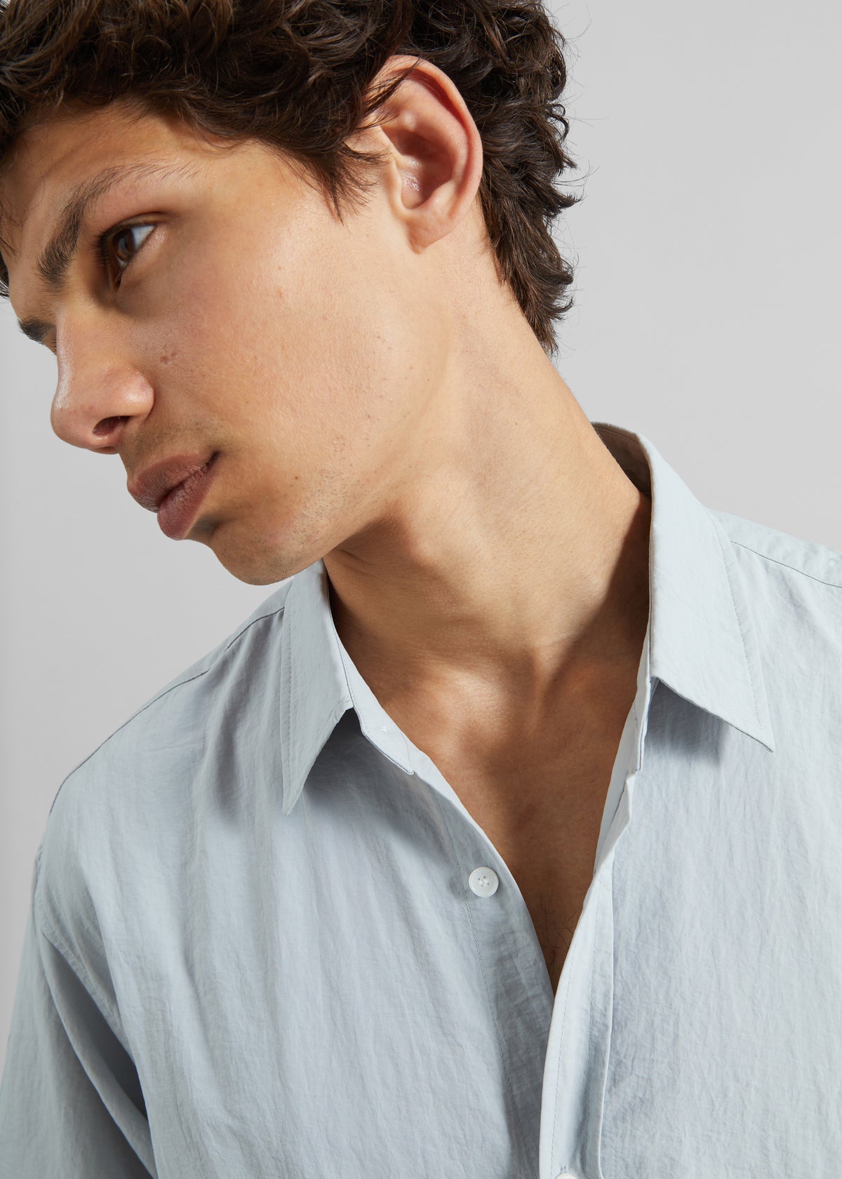 Colhame Adjustable Hem Short Sleeve Shirt - Powder Blue - 6
