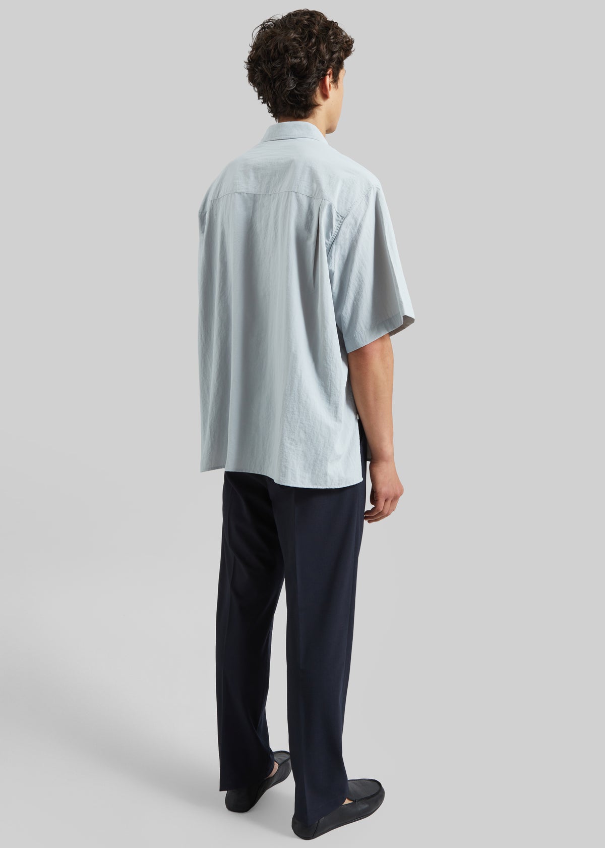 Colhame Adjustable Hem Short Sleeve Shirt - Powder Blue - 7