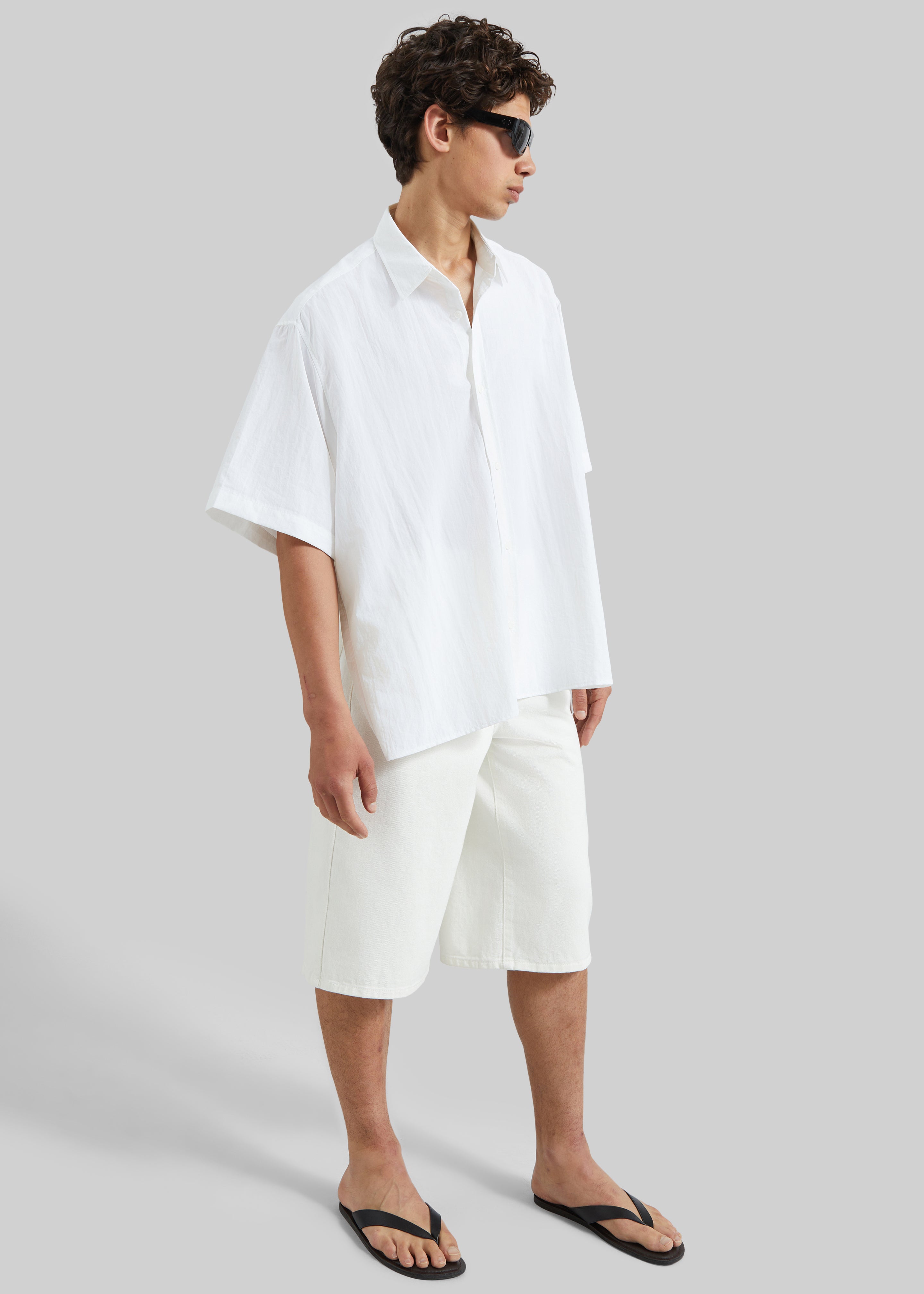 Colhame Adjustable Hem Short Sleeve Shirt - White - 3