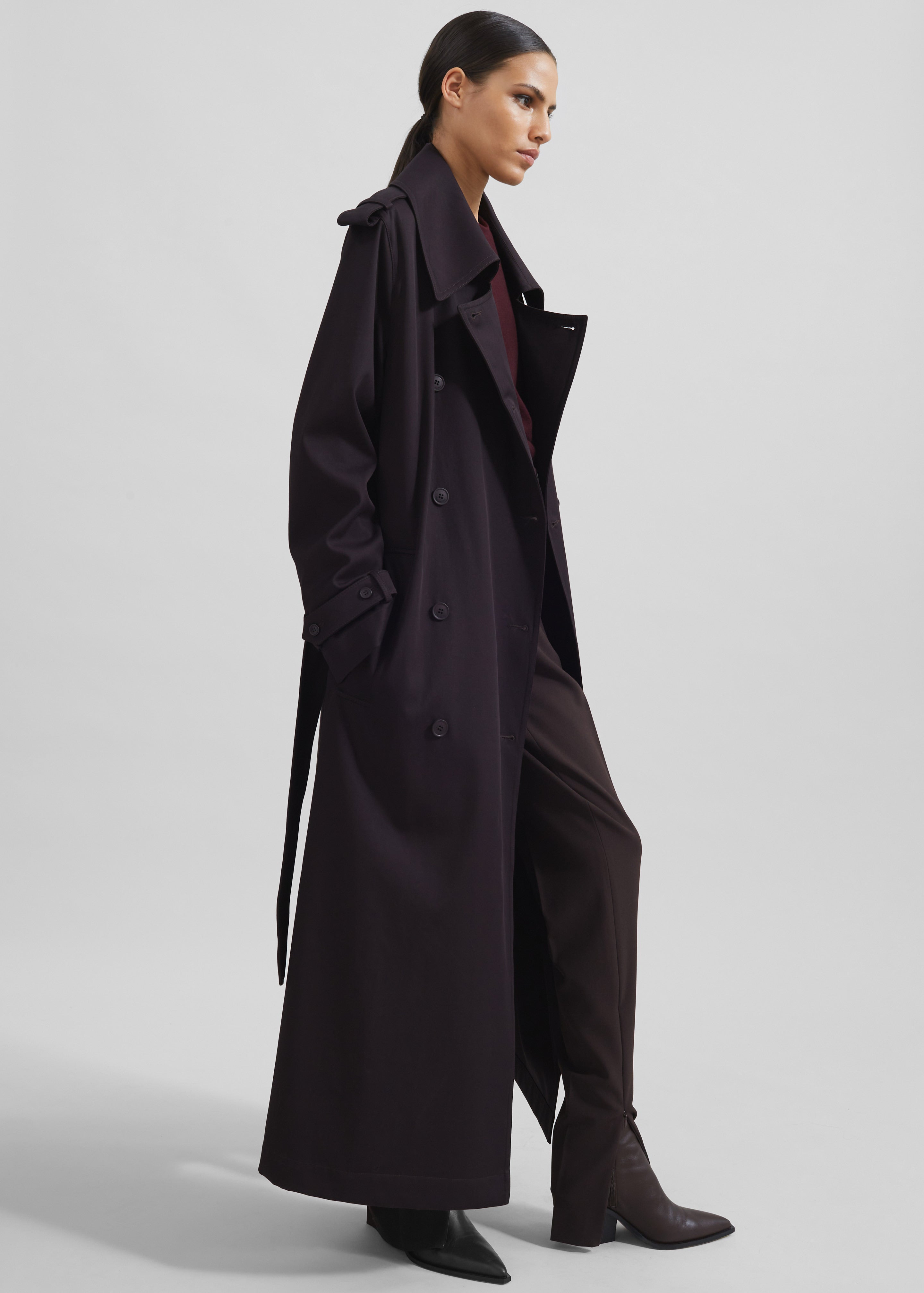 Coline Trench Coat - Dark Plum - 3