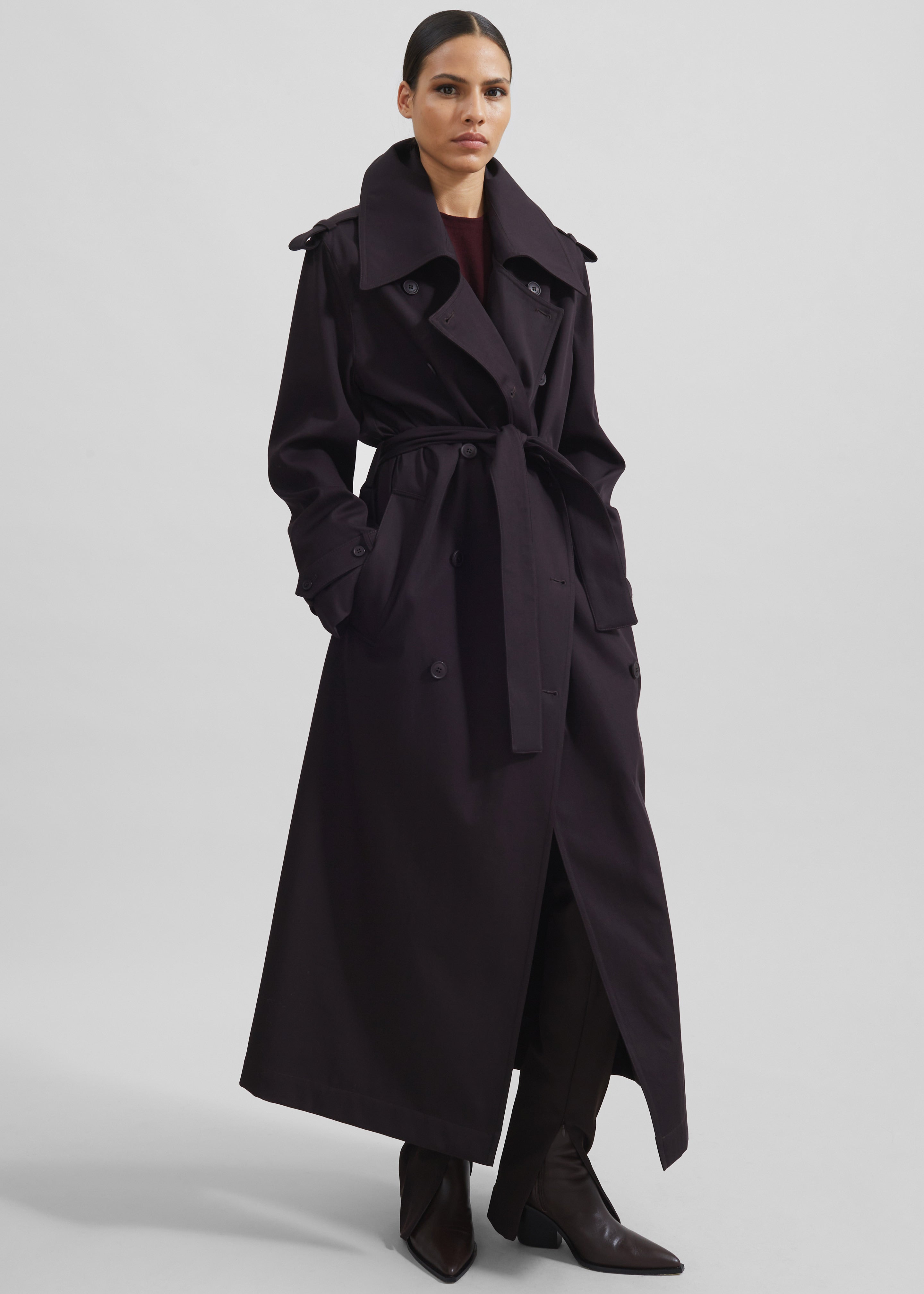 Coline Trench Coat - Dark Plum - 6