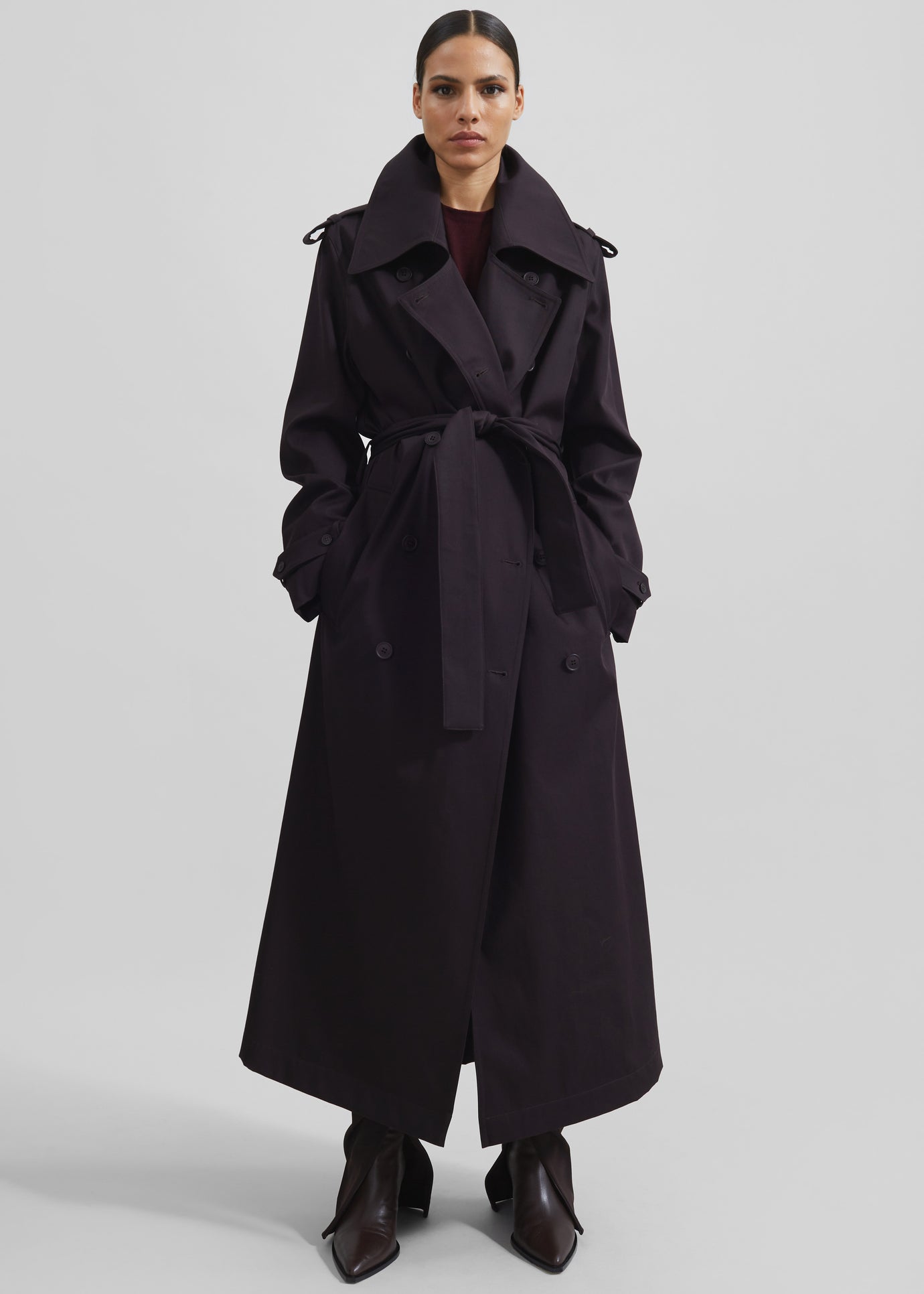 Coline Trench Coat - Dark Plum - 1