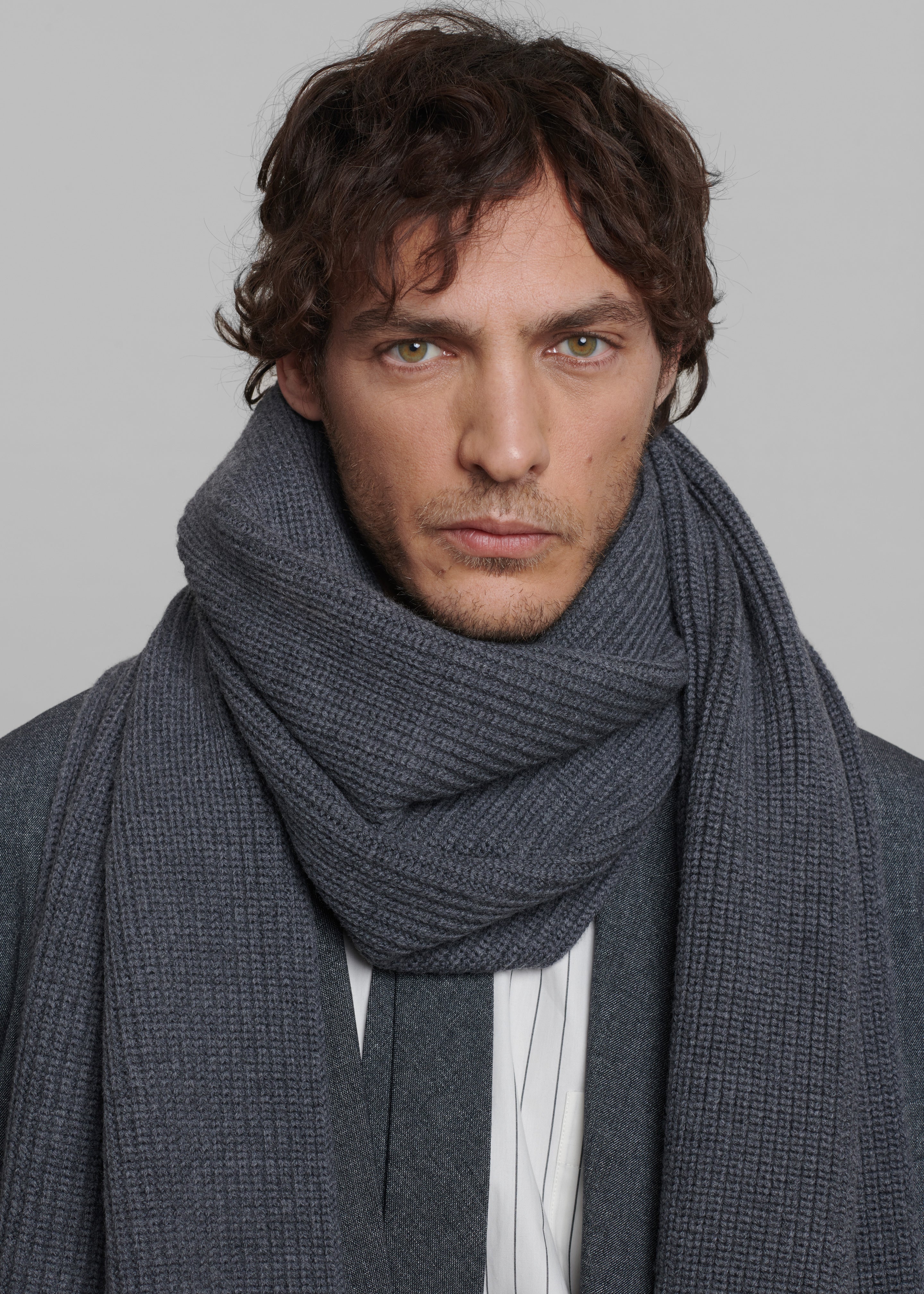 Colton Wool Scarf - Grey Melange - 3