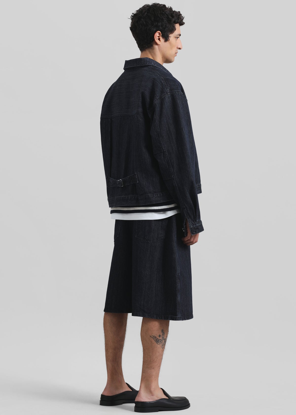 Colville Pinstripe Denim Bermuda Shorts - Dark Wash - 8