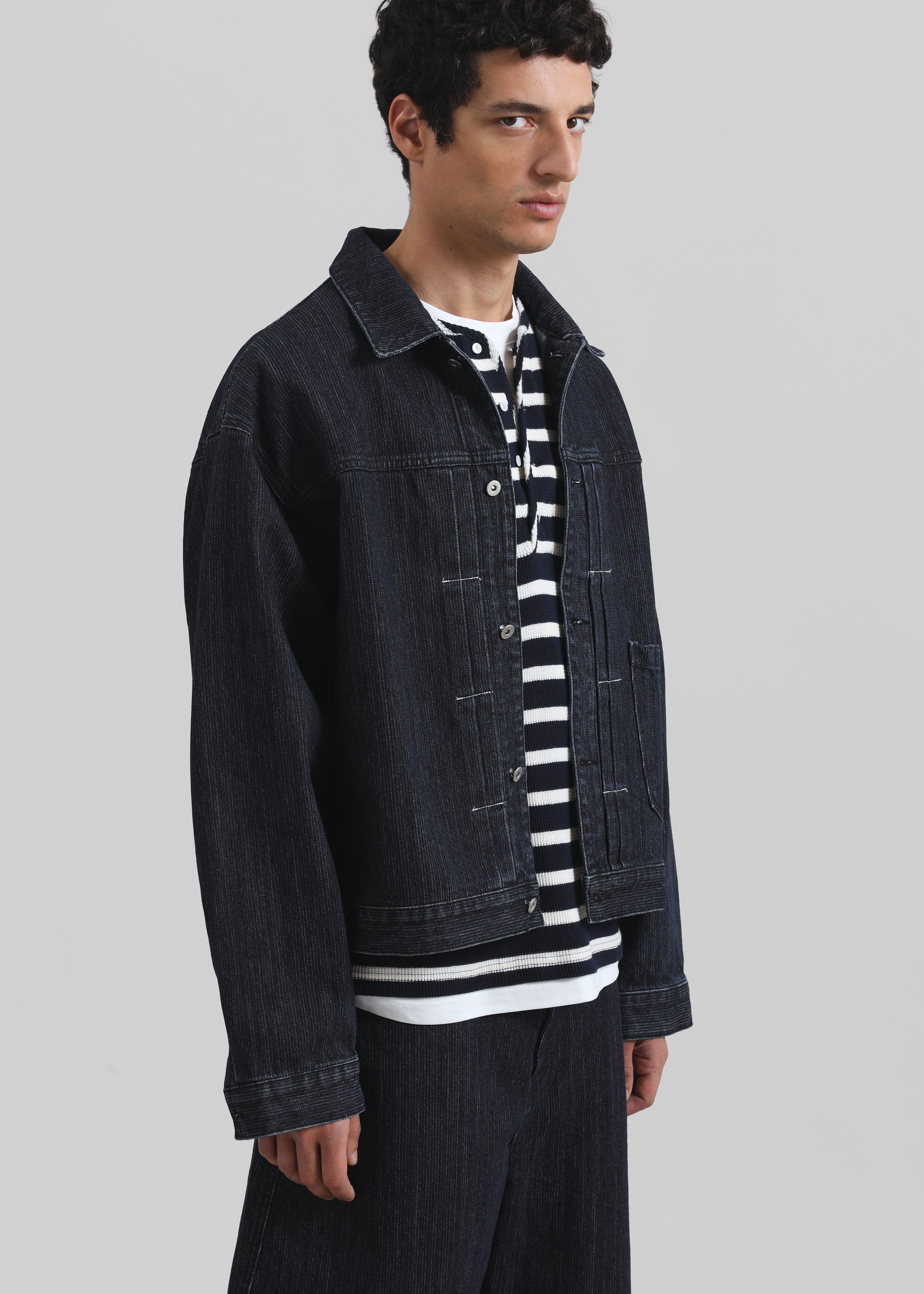 Colville Pinstripe Denim Work Jacket - Dark Wash – The Frankie Shop