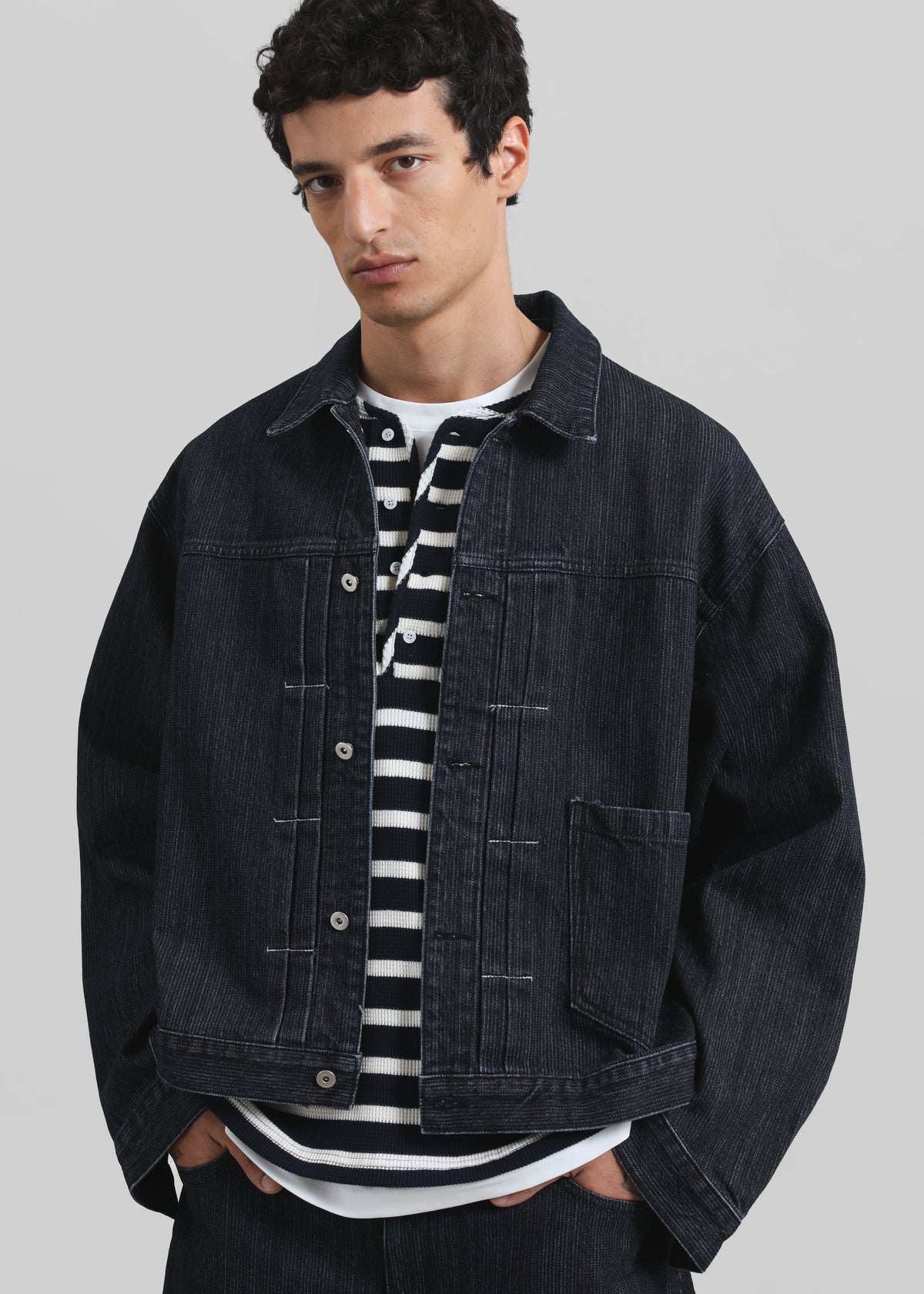Colville Pinstripe Denim Work Jacket - Dark Wash - 3