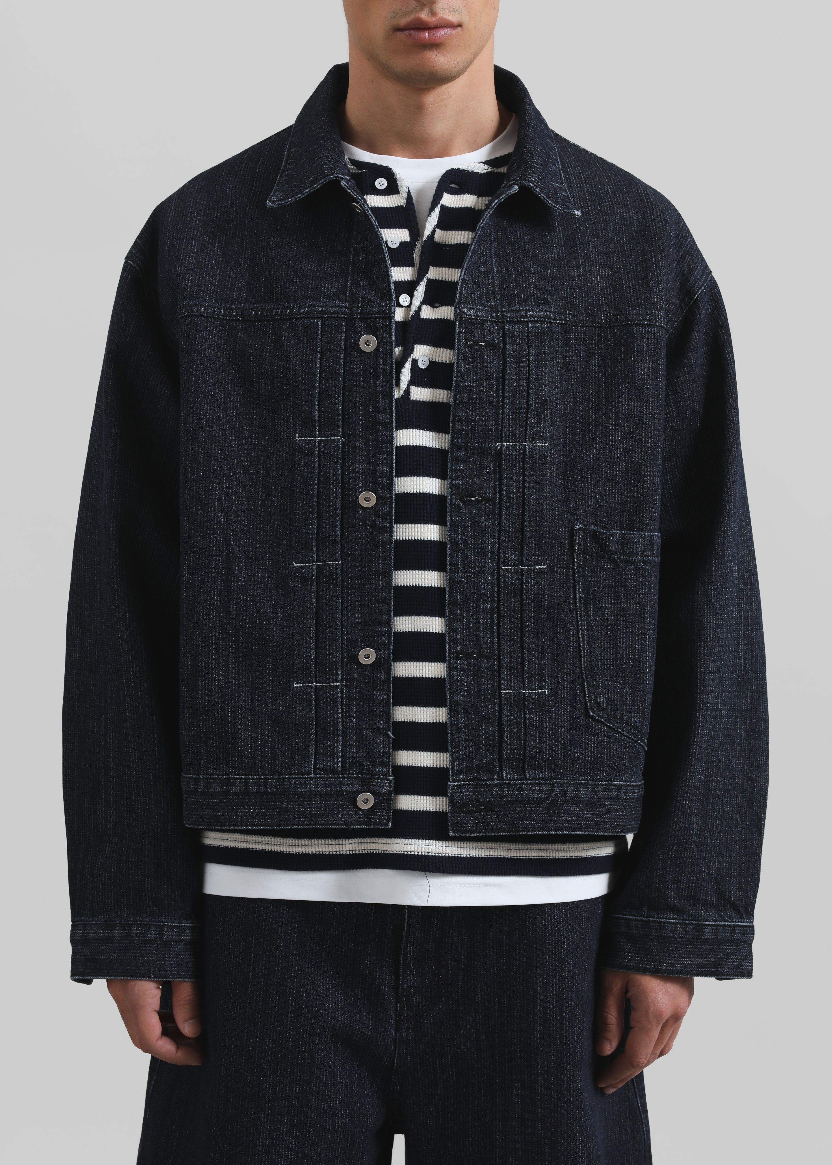 Colville Pinstripe Denim Work Jacket - Dark Wash - 2