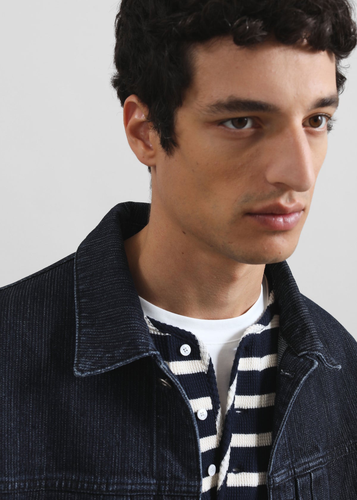 Colville Pinstripe Denim Work Jacket - Dark Wash - 4