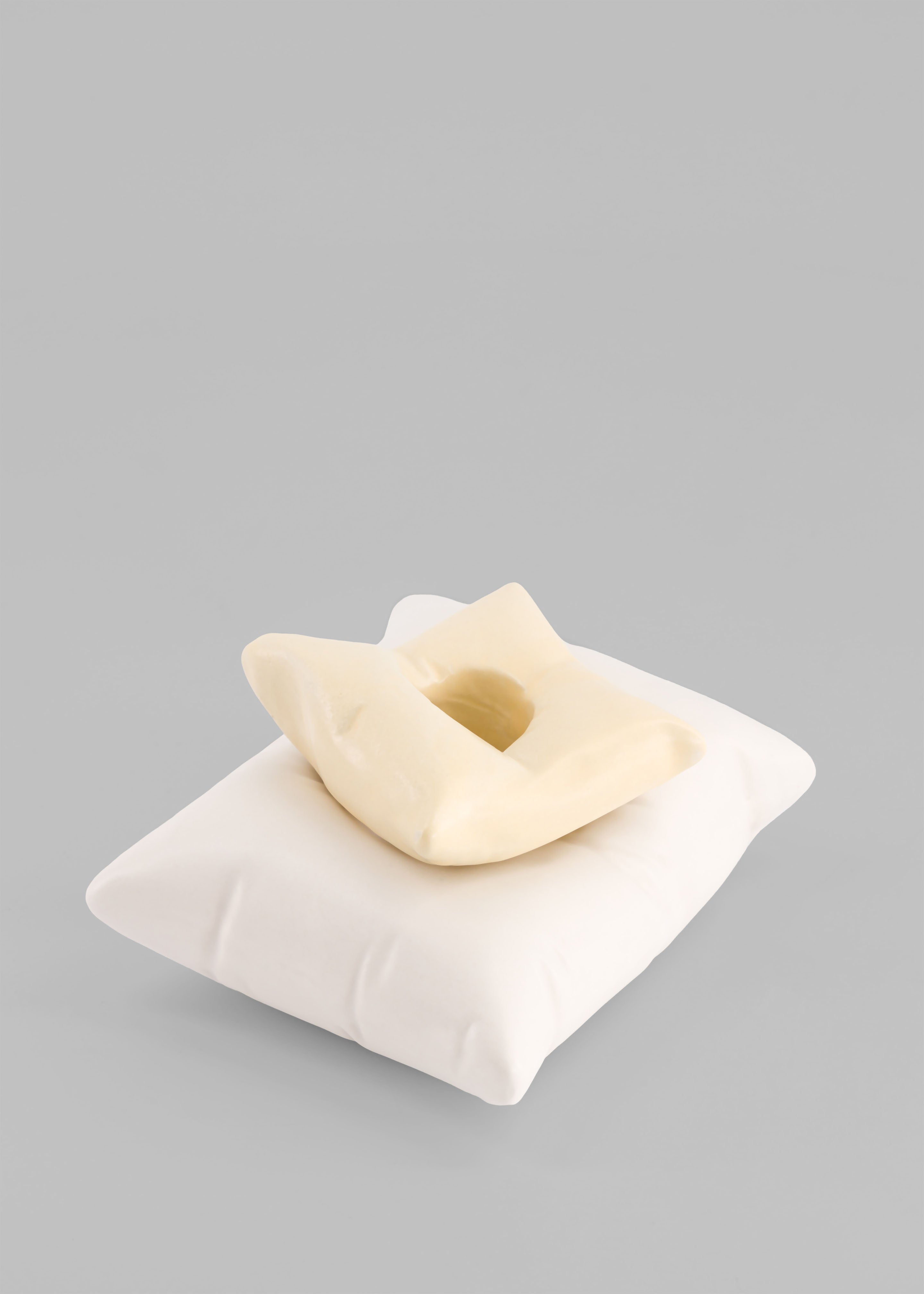 Completedworks Stacked Cushion Candle Holder - Matte White/Yellow - 2