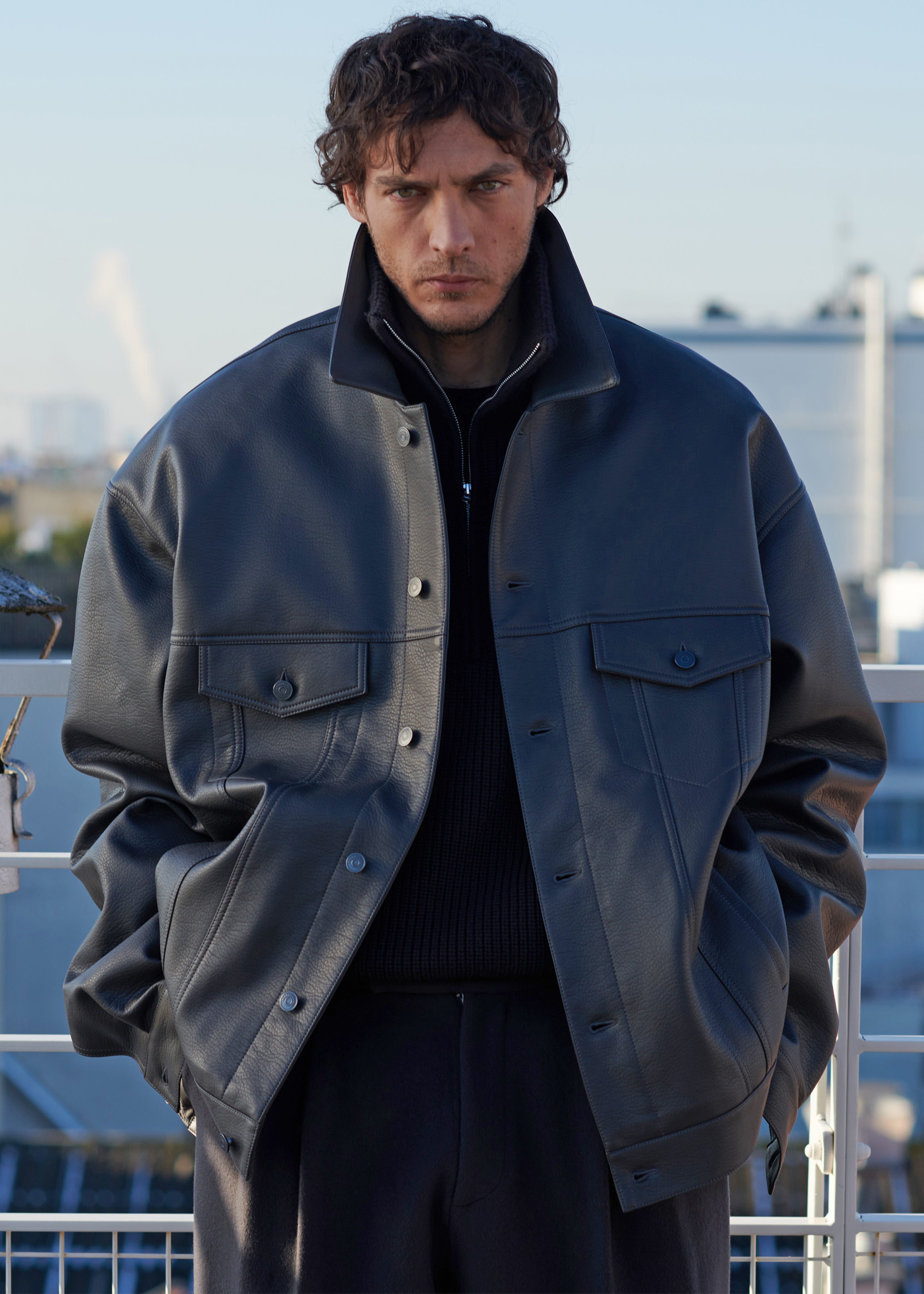Conan Faux Leather Jacket - Dark Grey – The Frankie Shop